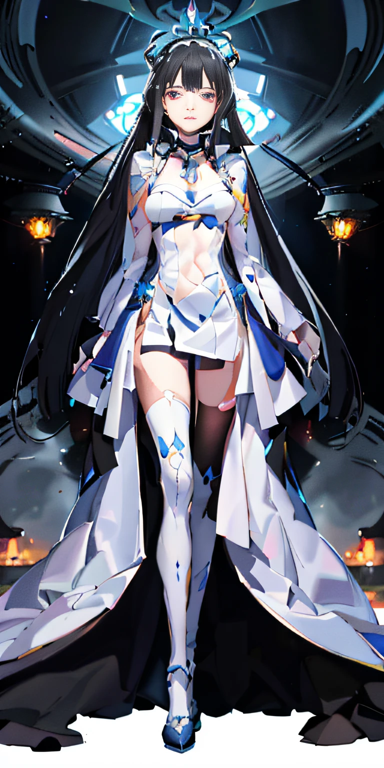 Anime girl wearing white dress,Long black hair and blue shoes, Kushatt Krenz Key Art Women, Albedo from Overlord, :: rossdraws, azur lane style, Hestia, Albedo, Rosla global lighting, 《azur lane》role, rossdraws sakimimichan, full-body xianxia, From Arknights