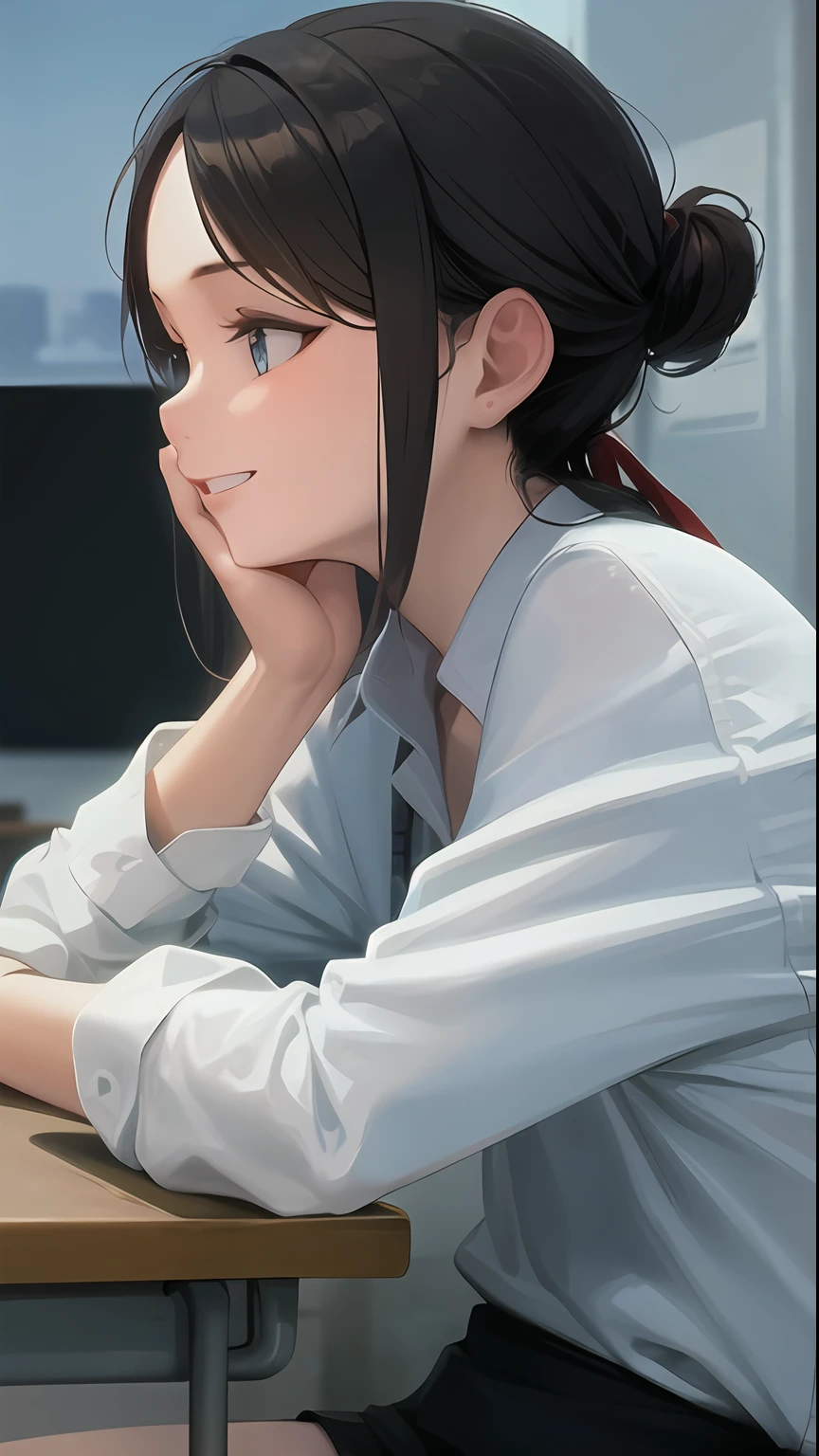 Kizi,sitting in classroom,ssmile