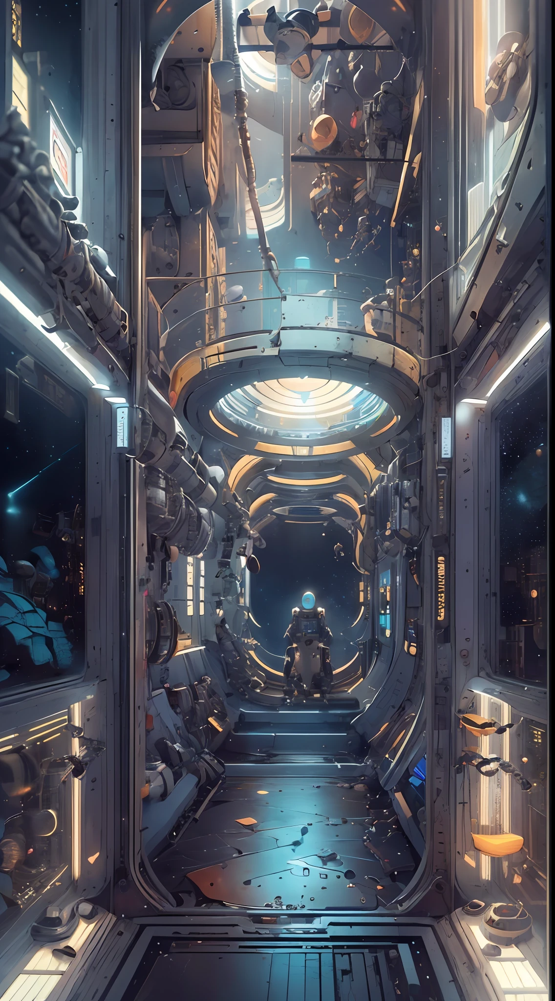 A captivating depiction of a space station floating in the vast expanse of the universe, (stunning cosmic backdrop), (detailed spacecraft design), (realistic rendering), (impressive scale and proportions), (futuristic architecture), (attention to scientific accuracy), (intricate mechanical details), (immersive lighting effects), (awe-inspiring sense of vastness), trending on ArtStation, (trending on CGSociety), (showcasing the wonders of space exploration), (evokes a sense of technological advancement), (highly detailed space environment), (impressive attention to texture and materials), (depiction of astronauts or extraterrestrial life), (conveys a sense of tranquility and awe), (capturing the beauty and mysteries of the cosmos), (skillful portrayal of depth and perspective),vortex,houtufeng,The wreckage of a giant space ship