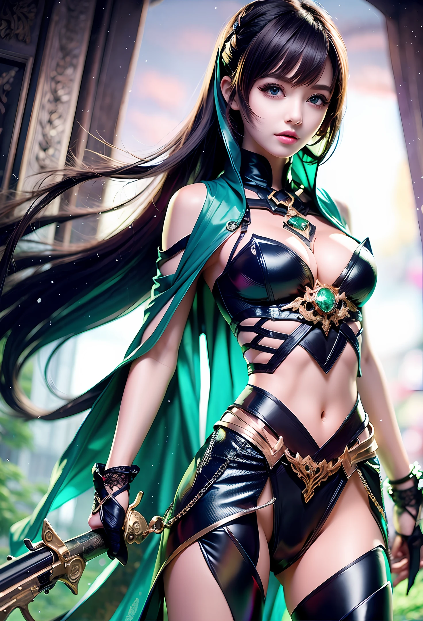 Male demon hunter long black straight hair green eyes two guns --auto --s2