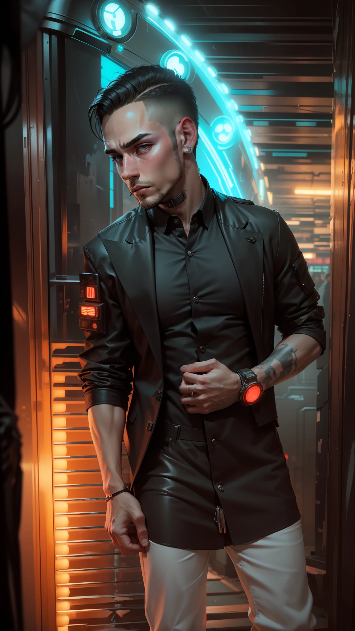 Change background cyberpunk handsome boy, realistic face, 8k, ultra realistic