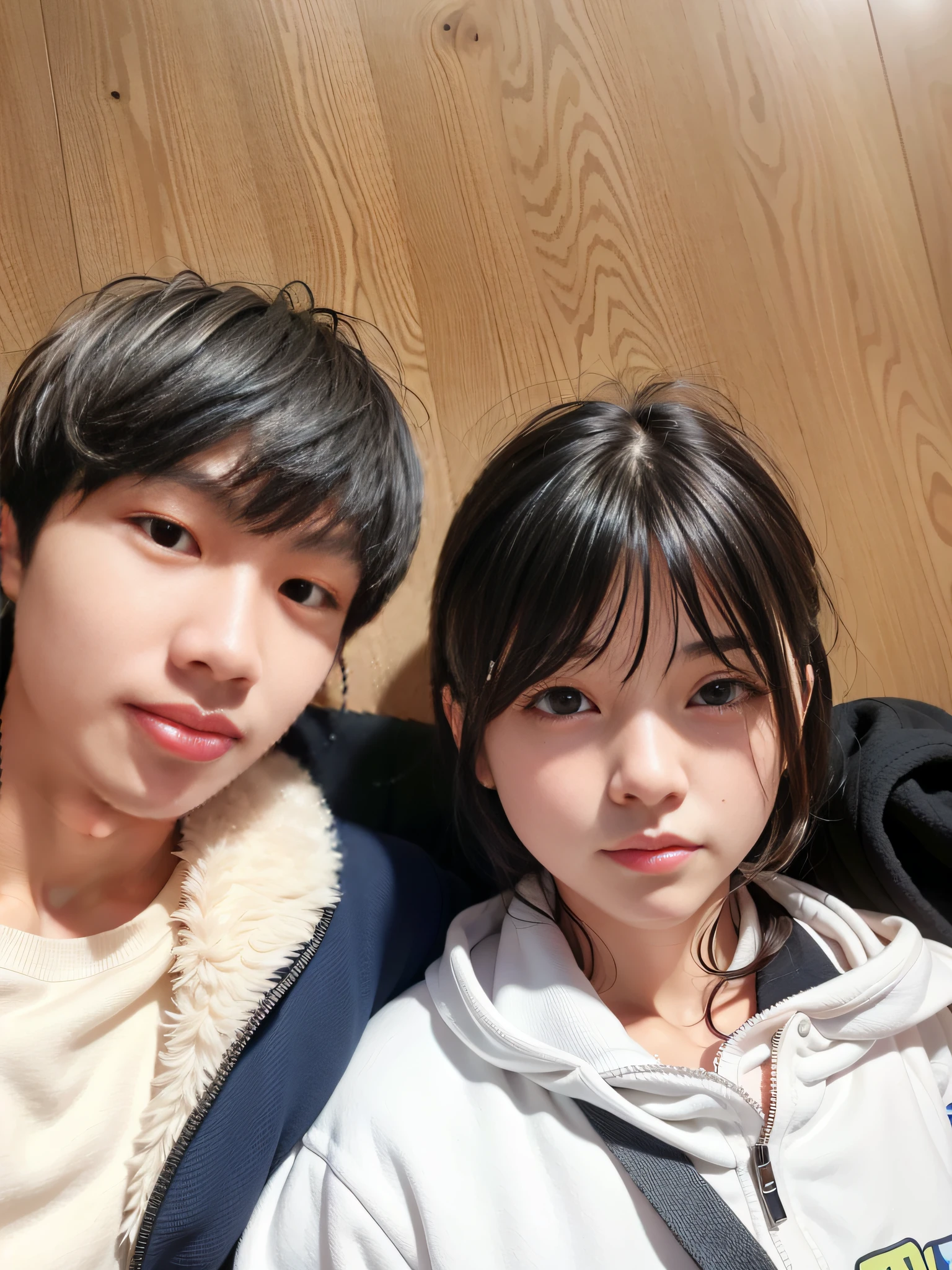there are two asian people posing for a picture together, Kim Do-young, cute couple, Ruan Jia and Fenghua Zhong, personal profile picture, jaeyeon nam, huang yuxing and aya takano, Shin Jinying, A picture, they are siblings, leaked image, kim jung giu, ruan jia and brom, with wart, coloured photo --auto
