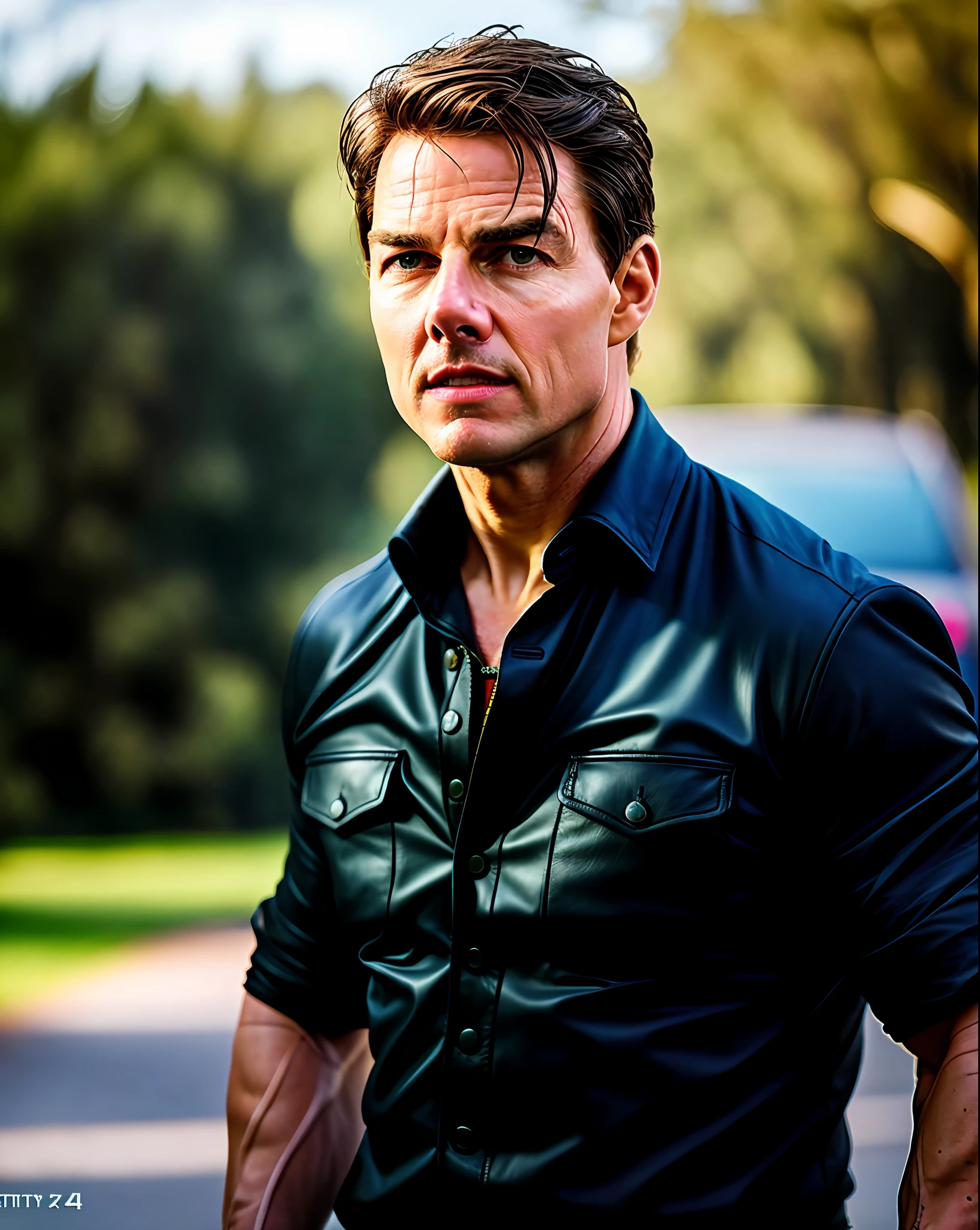 Tom Cruise as Rick Grimes from The Walking Dead,half body, XF IQ4, 150MP, 50mm, ISO 1000, 1/250s, natural light, Adobe Lightroom, photolab, Affinity Photo, PhotoDirector 365