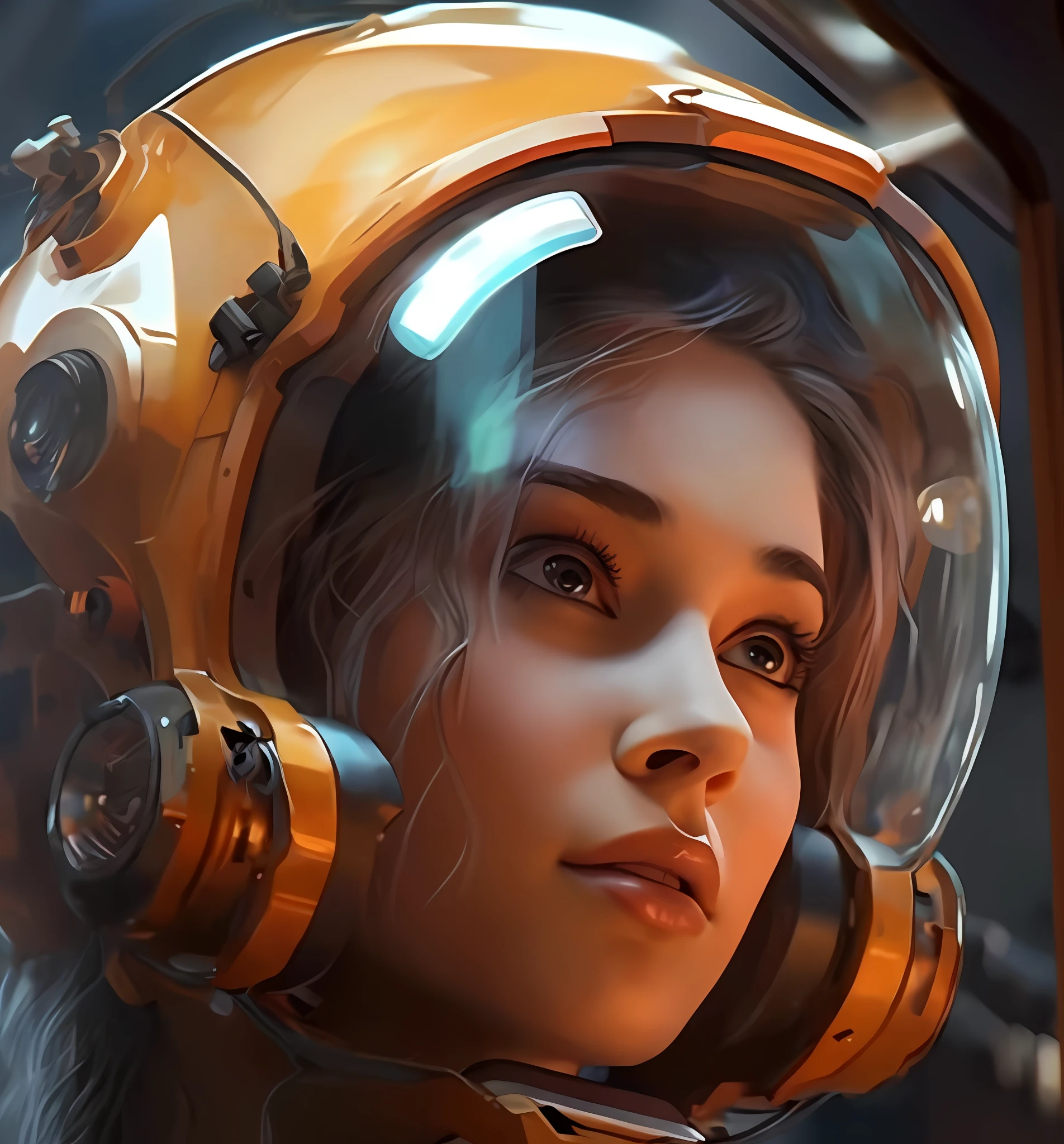 A woman in a spacesuit looks out the window, wojtek fus, Ross Tran 8 K, Retrato Armored Astronauta Menina, portrait anime space cadet girl, Moebius + loish + Phlegm sputum, phlegm, futuristic astronaut, Phlegm sputum, phlegm. sci-fy, portrait of an ai astronaut, ultra realistic concept art, Realistic digital art 4 K, Realistic digital art 4K