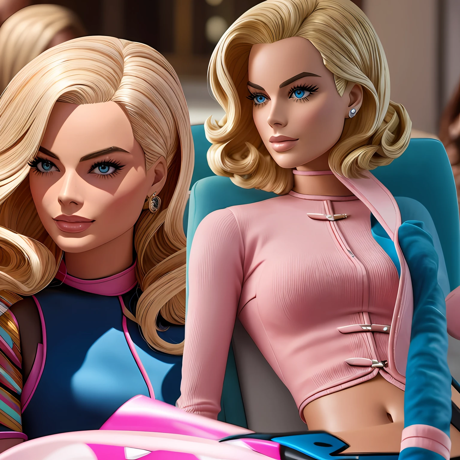 Margot Robbie, barbie, realista, futuristico --auto
