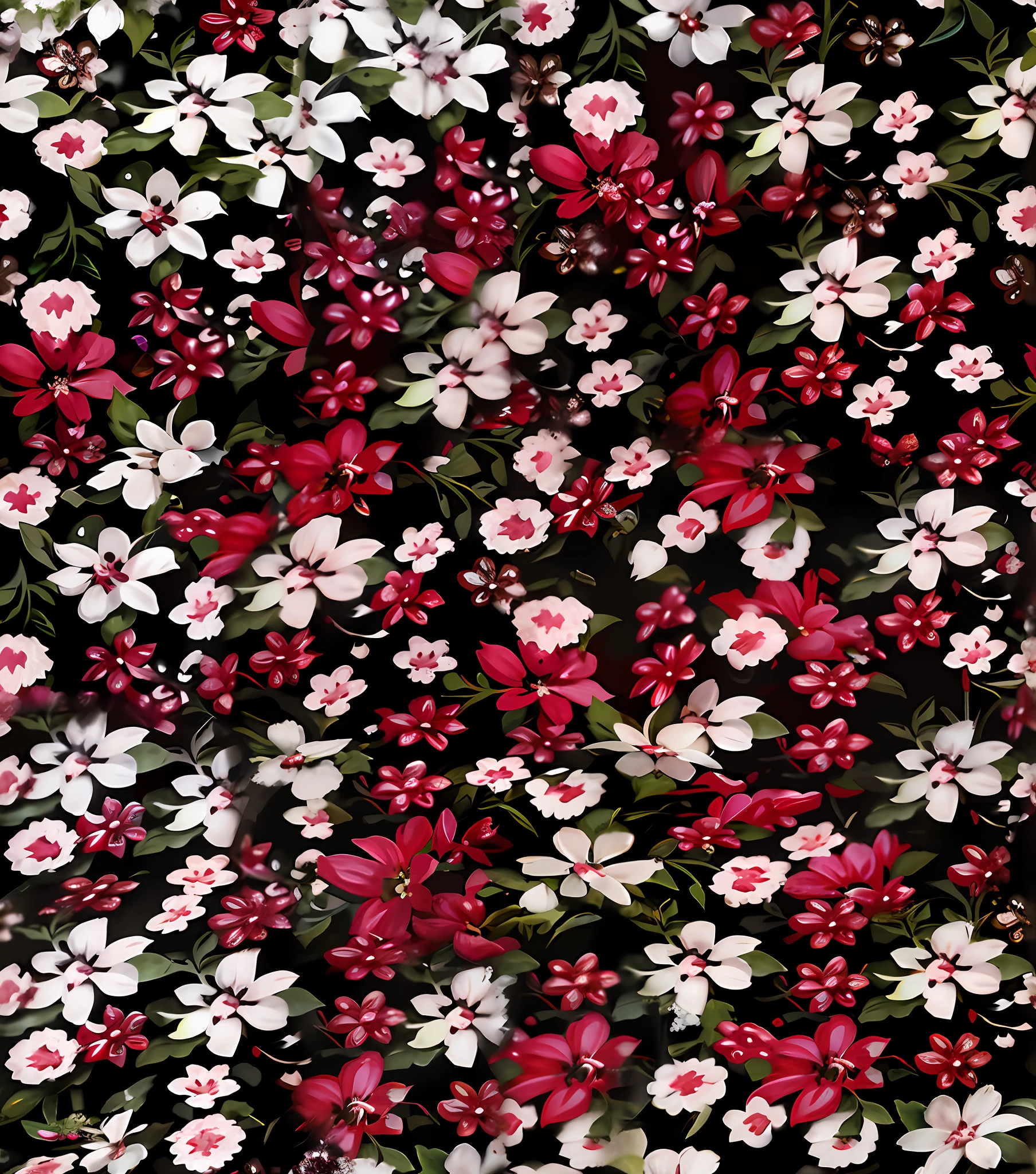 Safflower white flower,Green leaves,Seamless patterns