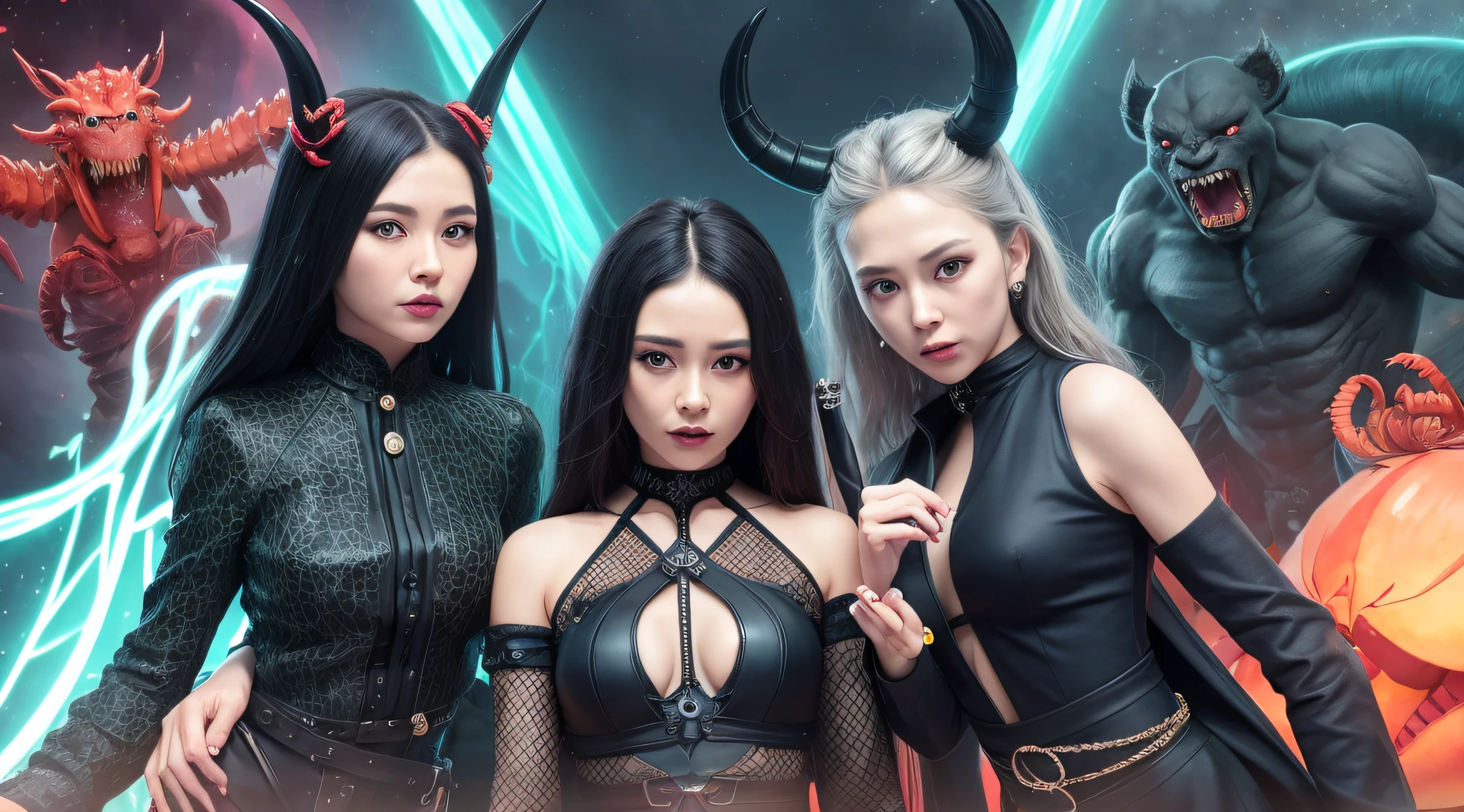 Three eyes, Two noses, Large ears, poison fangs, Mouth，Hela hairstyle，D罩，Kirin arm，Six crab legs[I want to be quiet]