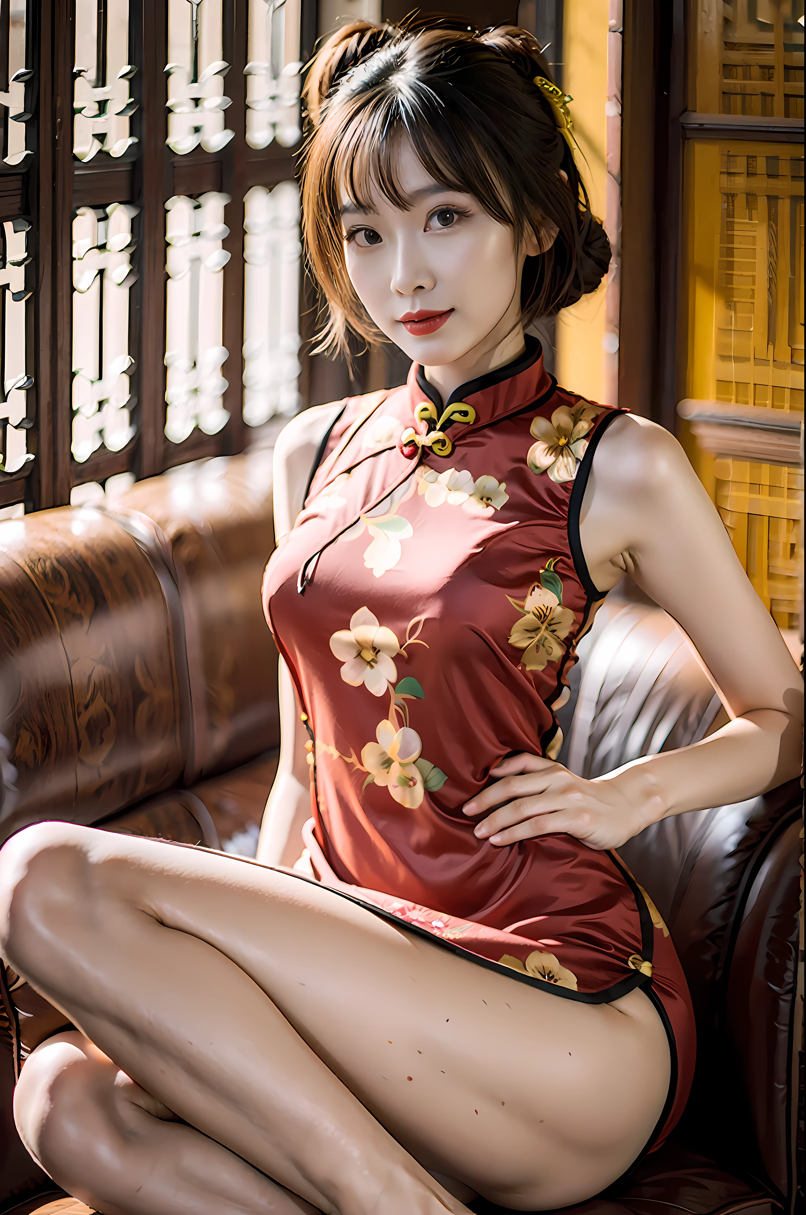 Republic of China cheongsam beauty，Realiy，realisticlying