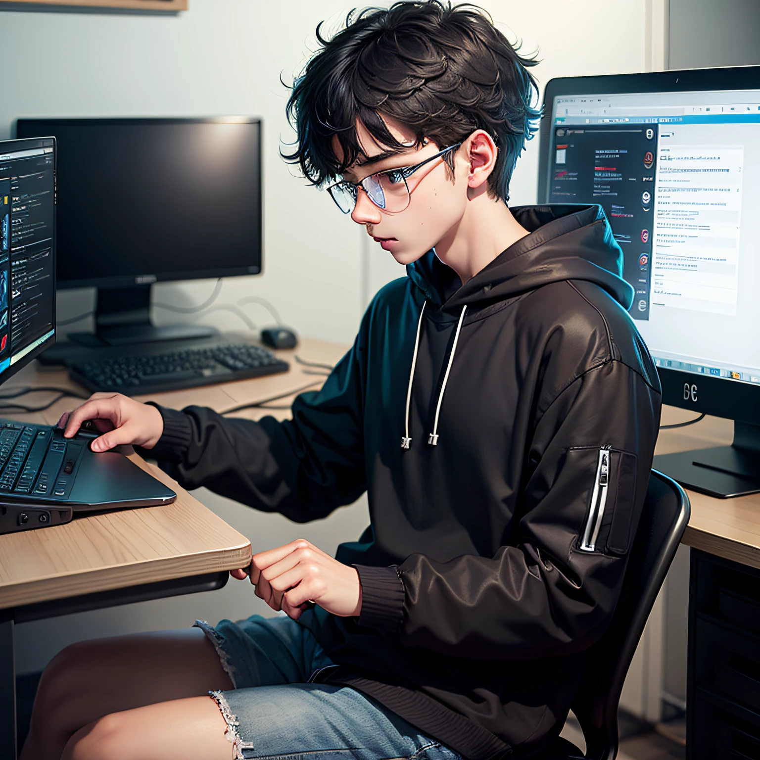 hacking,boy,Black clothes,Computer --auto