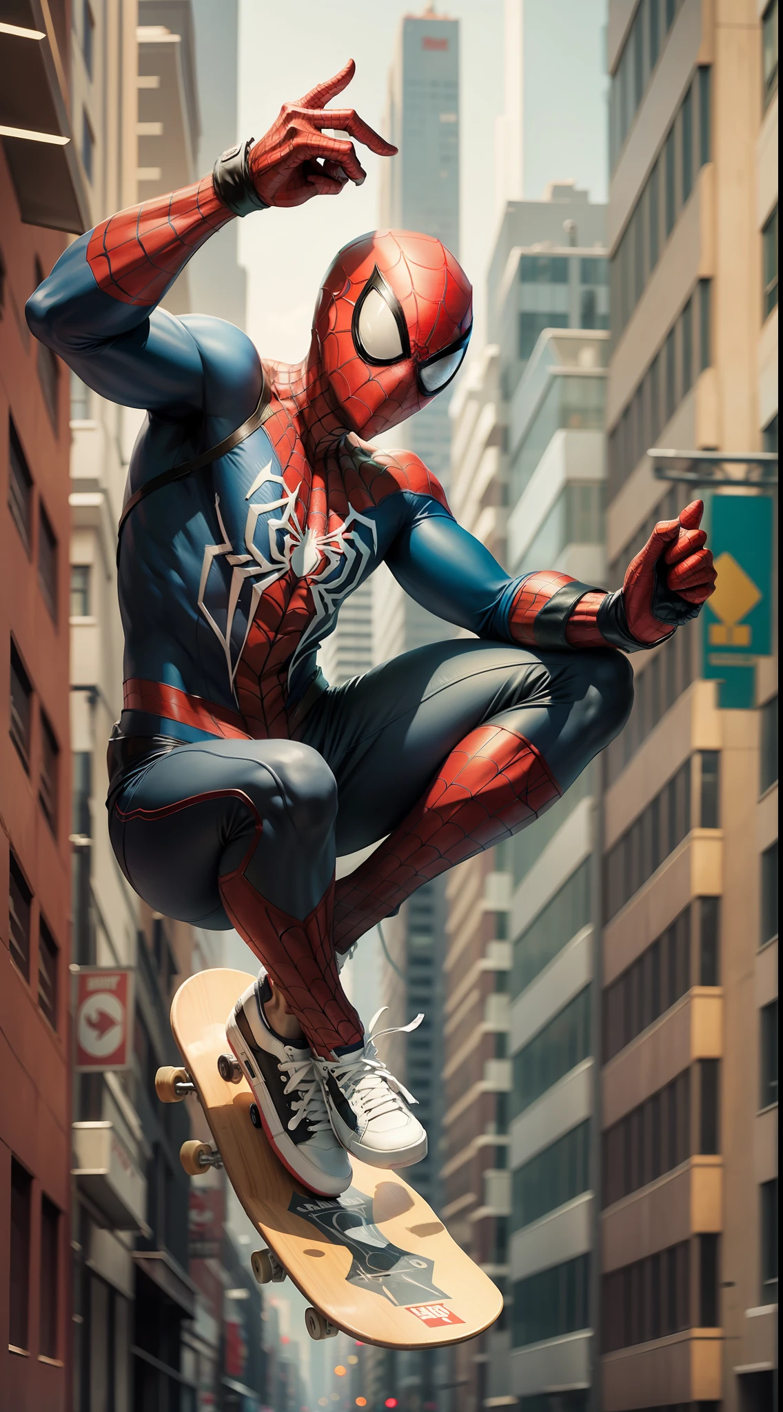 spiderman use skateboard