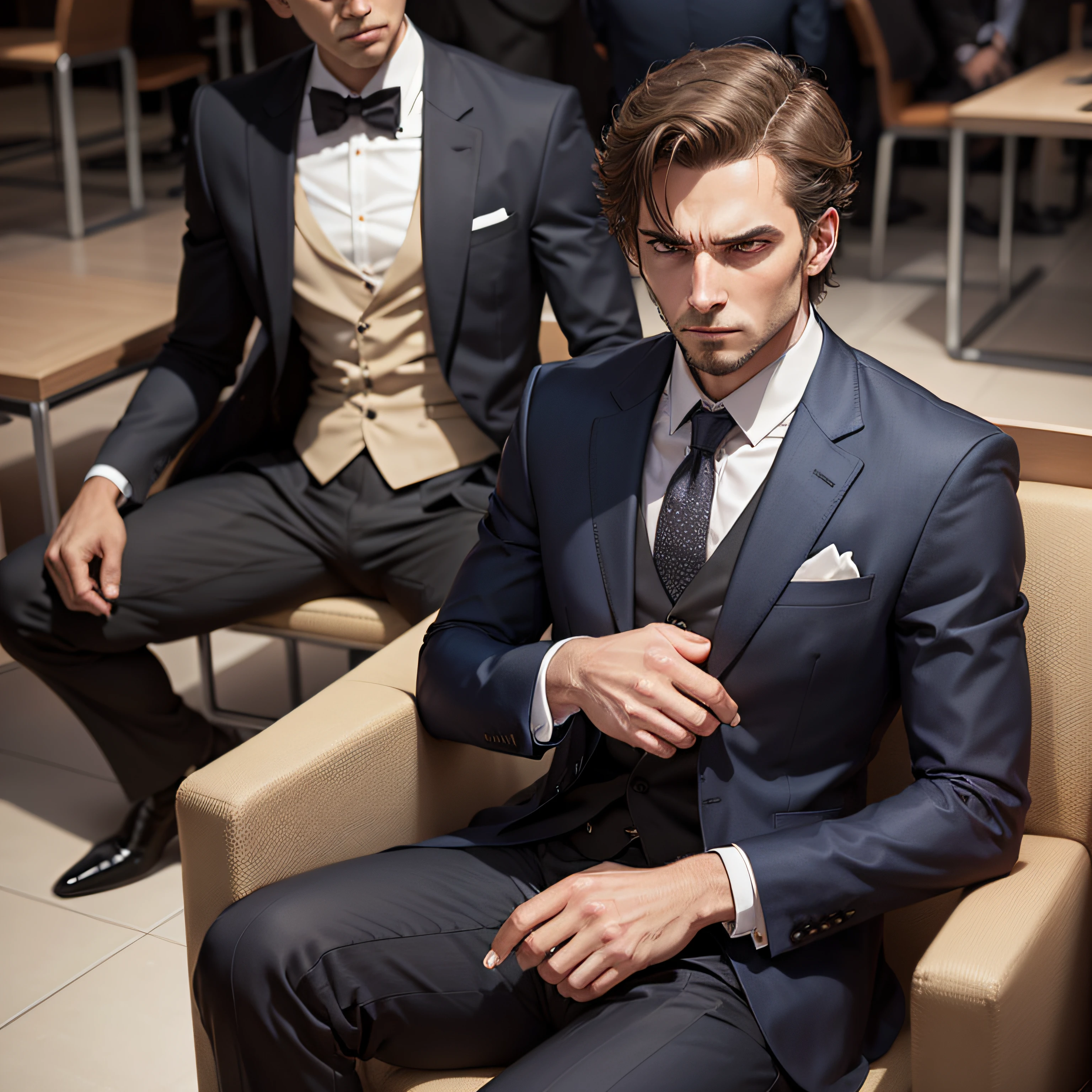 MAN IN SUIT WITH NO PATIENCE WAITING --auto