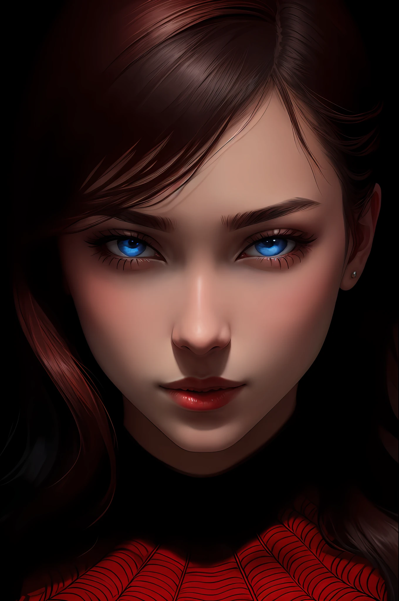 (Award Winning Digital Artwork: 1.3) of (Sketch: 1.3), (Vibrant: 1.3) Spidey, EmmaRob, CGSociety, ArtStation, (Saturation: 1.3), (Close Portrait: 1.3), (Female: 1.4), (beautiful: 1.4), (charm: 1.3), handsome, calendar pose, perfect detailed eyes, studio lighting, themed background