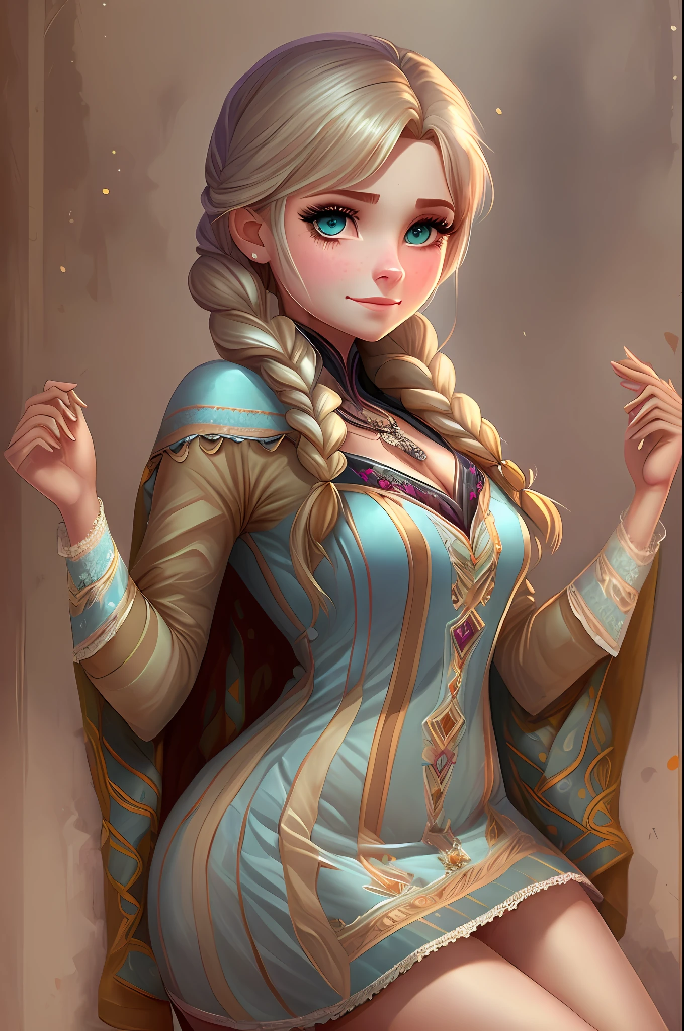 beautiful Anna from Frozen with seductive pose and really short dress --auto --s2