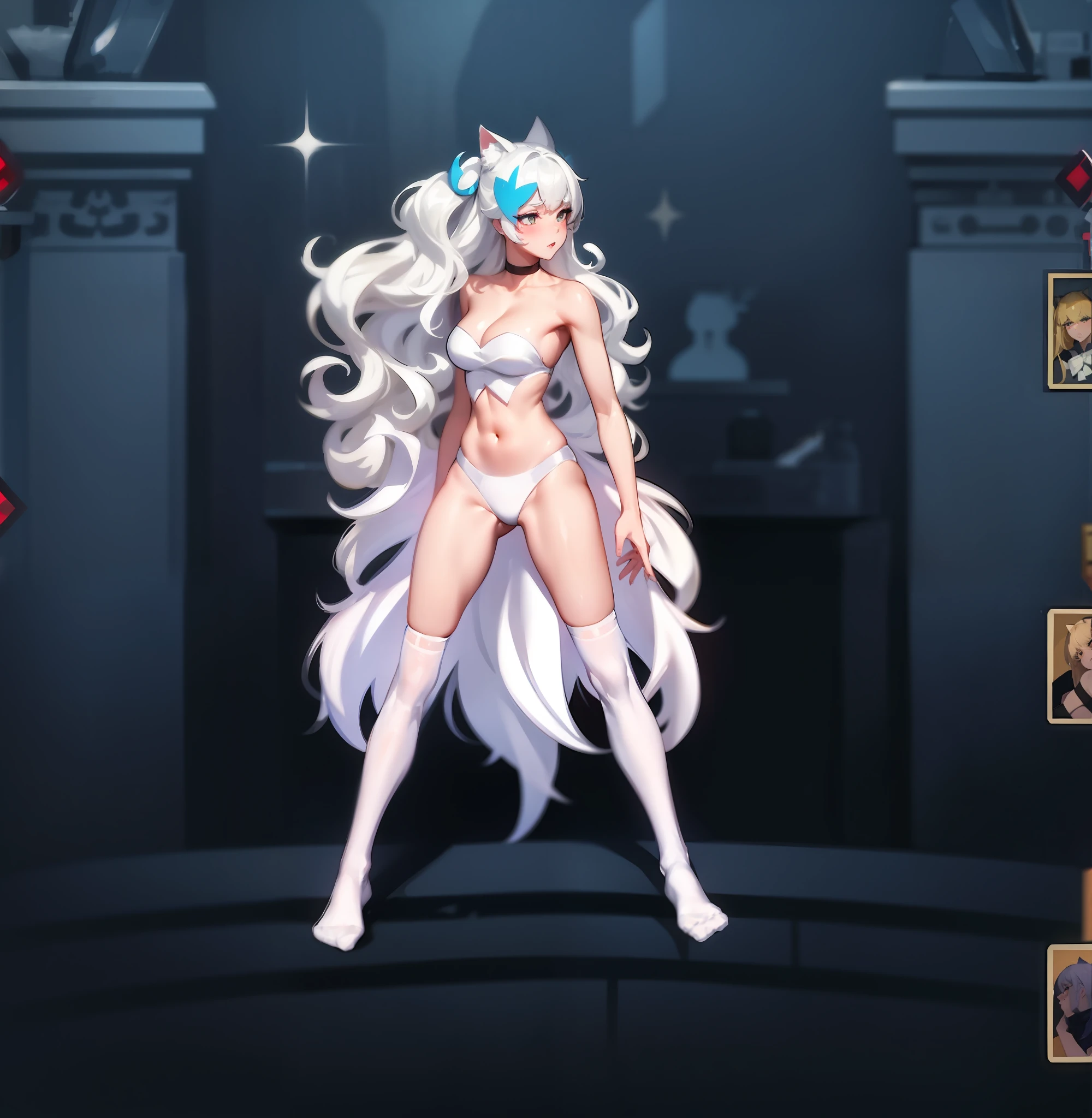 cat ear，white stockings，sexy beauty，High- sharpness，without wearing shoes