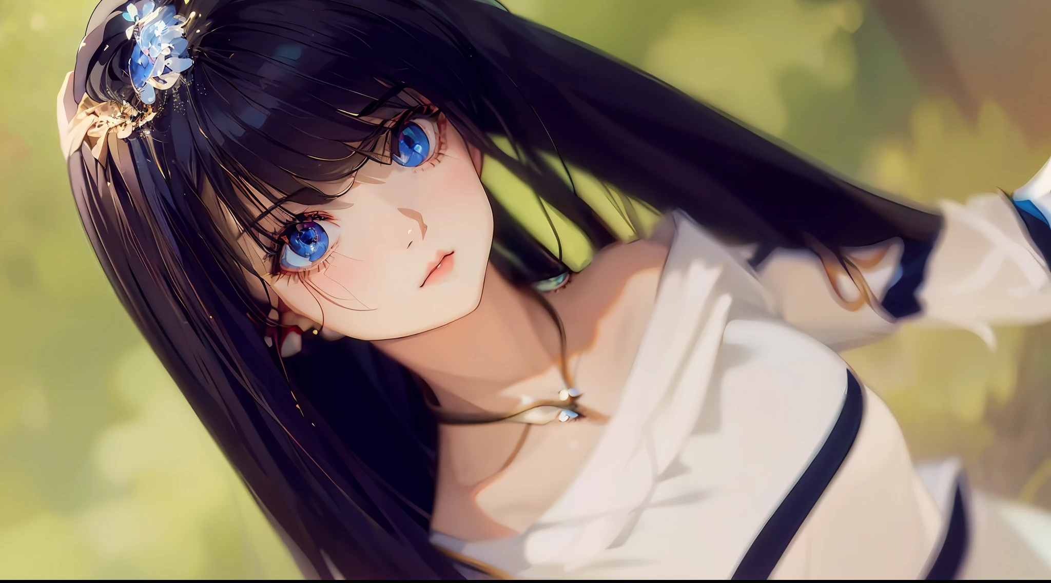 Long hair and red eyes, with long hair and piercing eyes, Photorealistic anime, semi realistic anime, Cute natural anime face, semi realistic anime, Realistic young anime girl, close up of a young anime girl, An anime girl, black hair and large eyes, Anime girl in real life, Beautiful anime girl