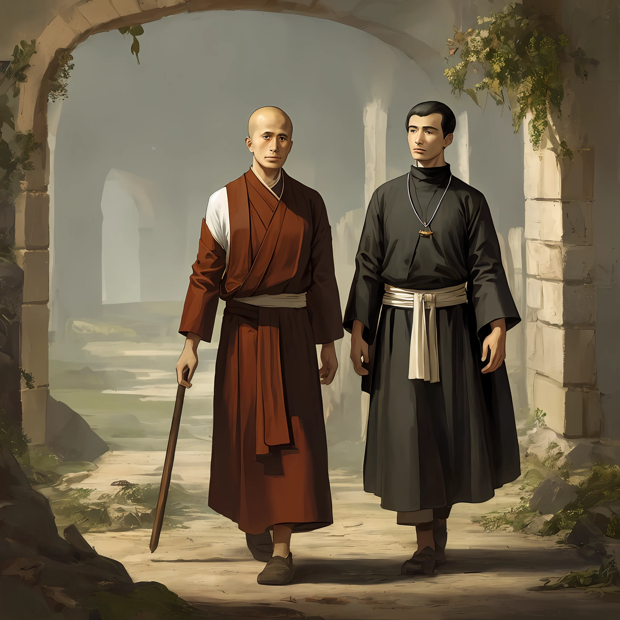 image of a monk with his disciple speaking