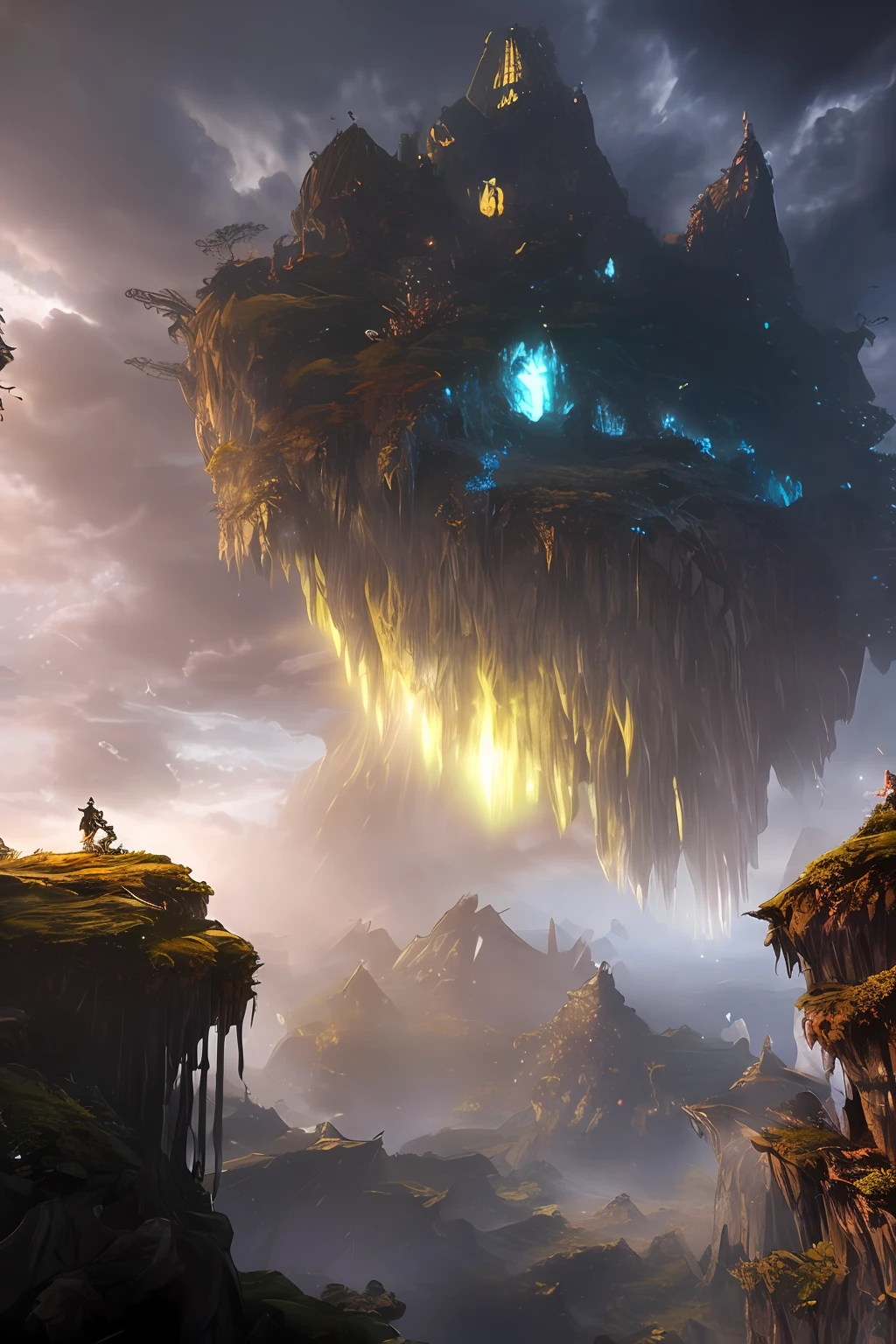 The Viking warrior should be depicted in a stylized manner, with exaggerated proportions and dynamic poses. The giant should have a mythical appearance, with elements of nature incorporated into its design, such as moss-covered skin or tree-like features. The cave should be depicted as a mystical and ethereal environment, with glowing crystals and mysterious light sources. The art style should be inspired by the works of fantasy artists such as Luis Royo and Frank Frazetta, combining intricate details with bold brushstrokes. The image should be rendered in a digital illustration style, with vibrant colors and dramatic lighting. The camera shot can be a dynamic angle, such as a low angle shot looking up at the characters. The camera lens used can be a wide-angle lens, capturing the expansive nature of the cave and enhancing the sense of scale