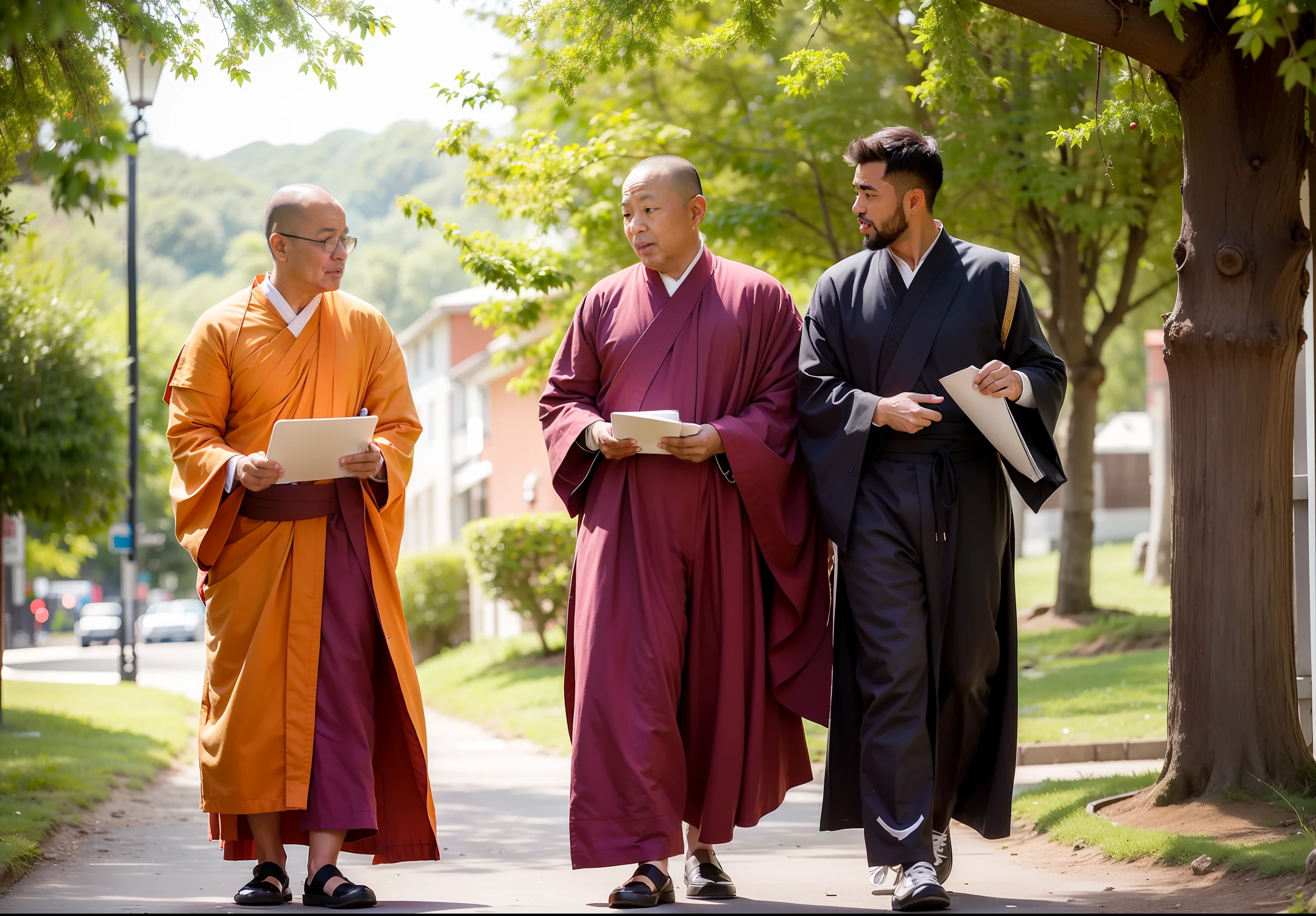 image of a monk with his disciple talking num floresta