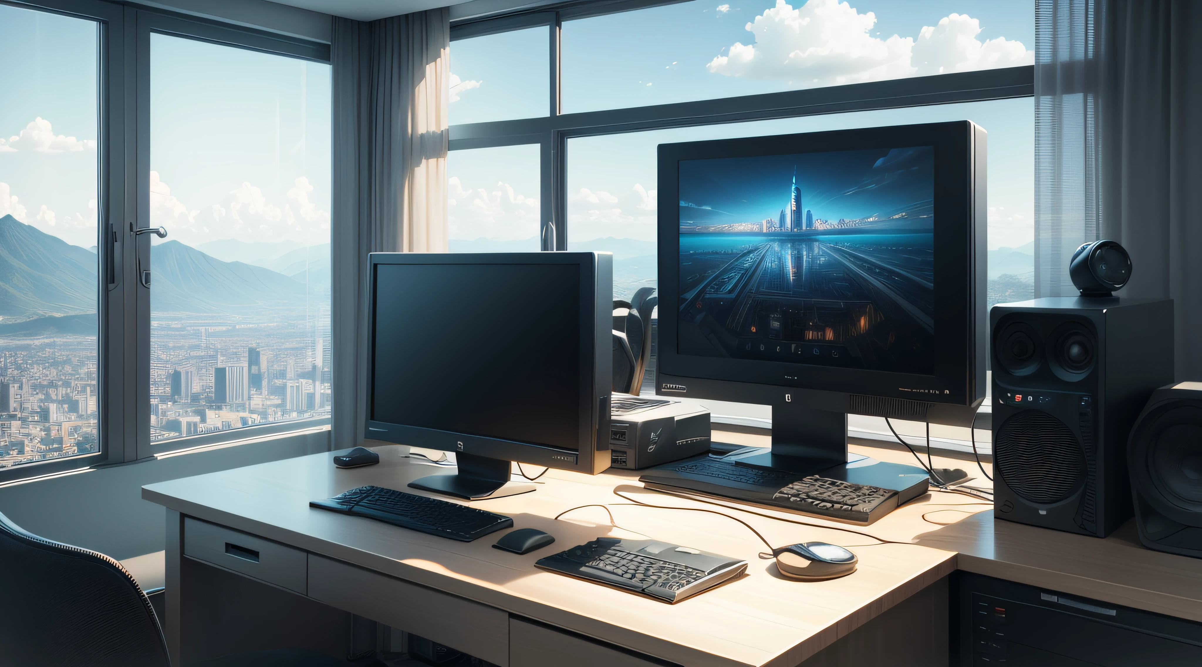 computer, no people, surrealism, best quality, masterpiece, highres, high details, high quality, fuji --auto