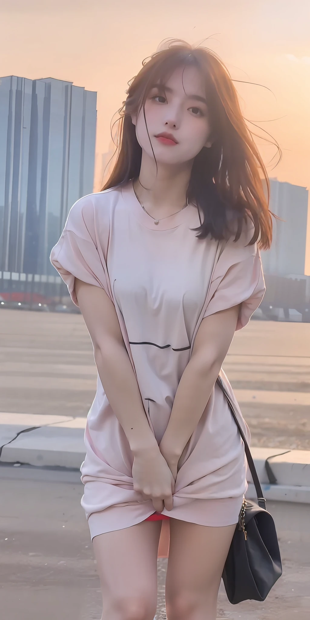 mix4, 20d, solo, long_hair, shirt, dress, high_heels, full_body, look_at_viewer, (8k, RAW photo, best quality, mastery:1.2), (realistic, photo-realistic:1.37), professional lighting, photon mapping, light energy transfer, physically based rendering,