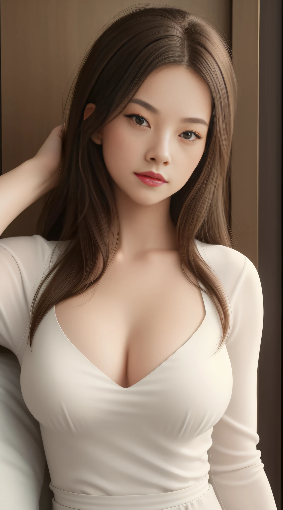 ((Best quality, 8k, Masterpiece :1.3)), Beautiful face, (photo realistic:1.4), soft lighting, (high detailed skin:1.3), 8k uhd, dslr, high quality, high resolution, 4k, 8k, absurdres, best ratio four finger and one thumb, (realistic:1.4), ((realistic medium breasts :1.3)), Highly detailed face and skin texture, Detailed eyes, Double eyelid, full body view, 1girl,