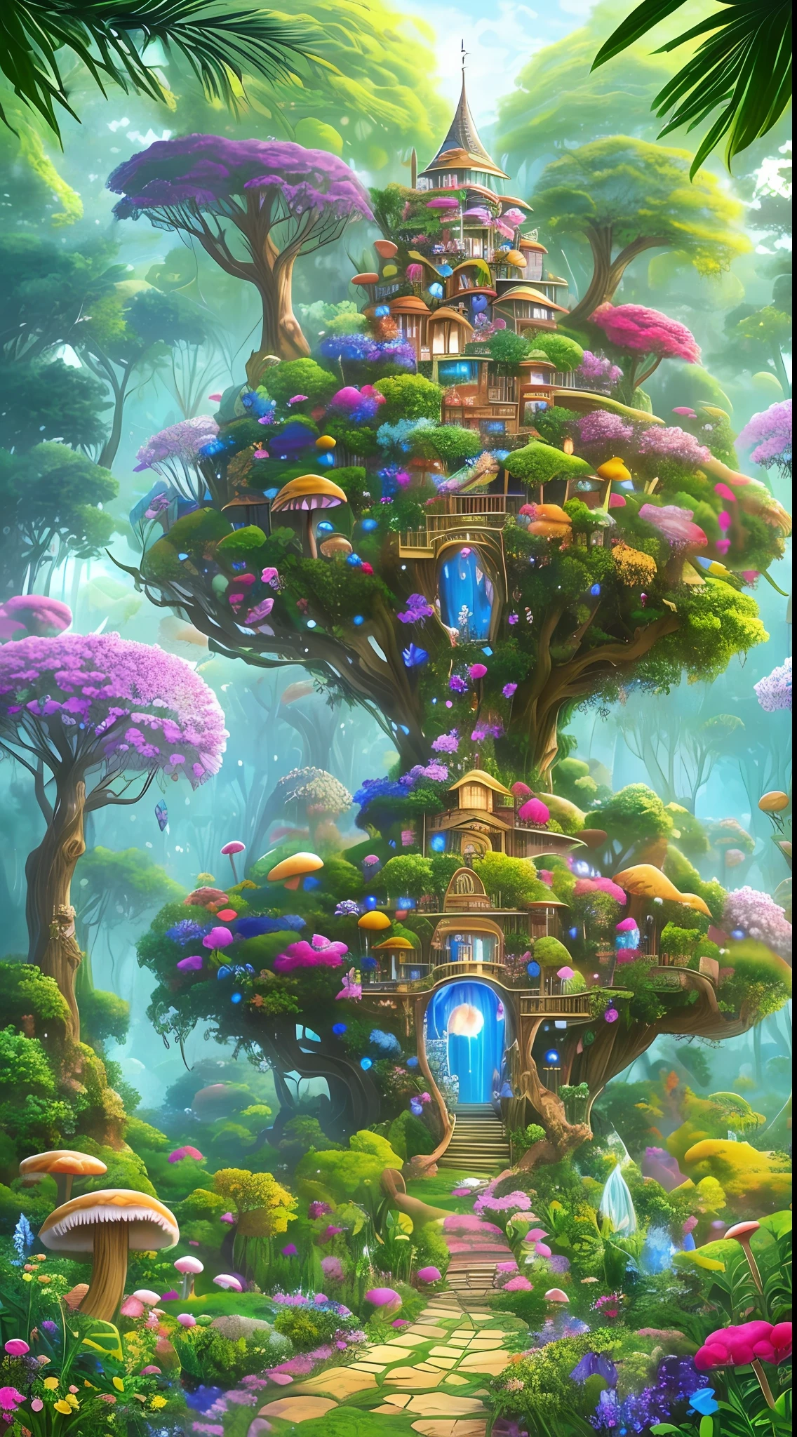 （When arriving on the planet Pandora，Surrounded by many people "Tree of hope" The seeds resemble glowing jellyfish；Towering trees，Can be used as a house to live in、lush rainforest，Extremely colorful，with dynamism、Flowers and plants that glow at night、mushroom...... When this "Garden of Fantasy"