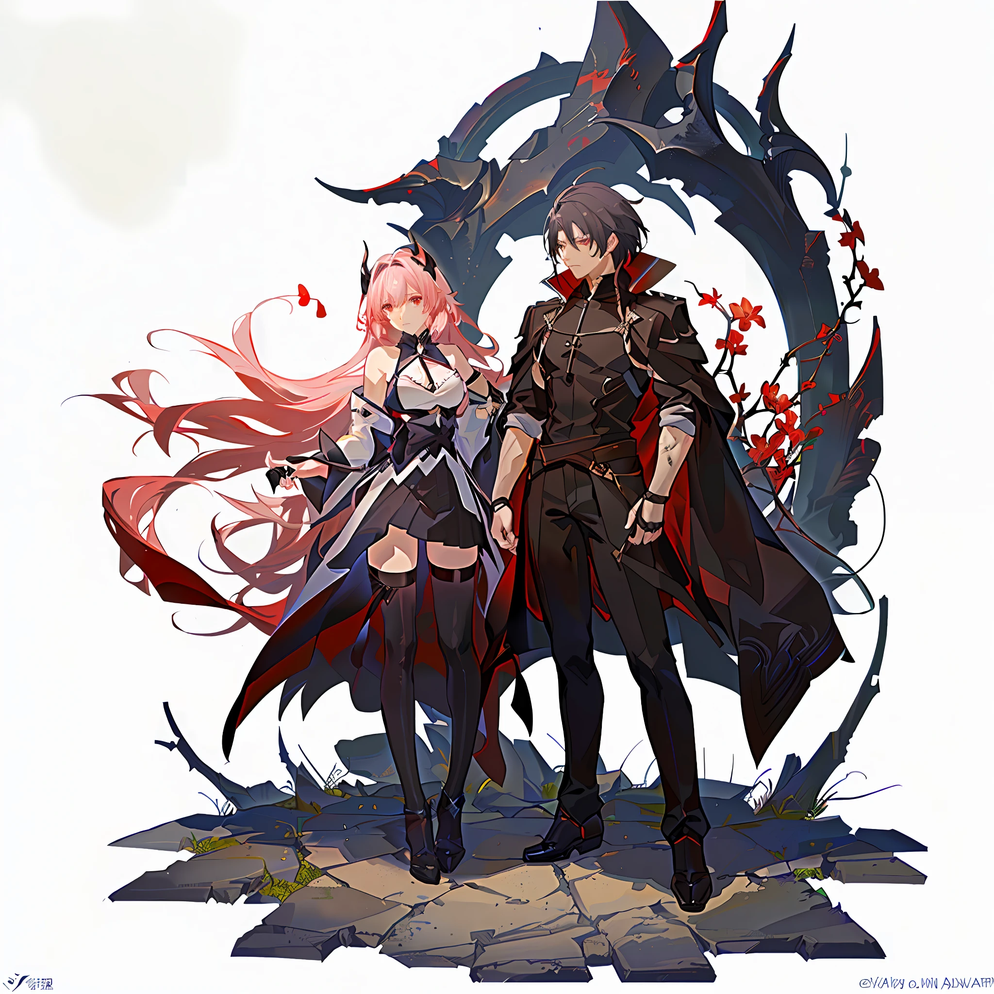 anime character with red flowers and a sword in the background, cushart krenz key art masculine, shalltear bloodfallen, official character art, honkai: star rail character, blade (honkai: star rail), detailed key anime art, ( ( character concept art ) ), key anime art, fus rei, cushart krenz