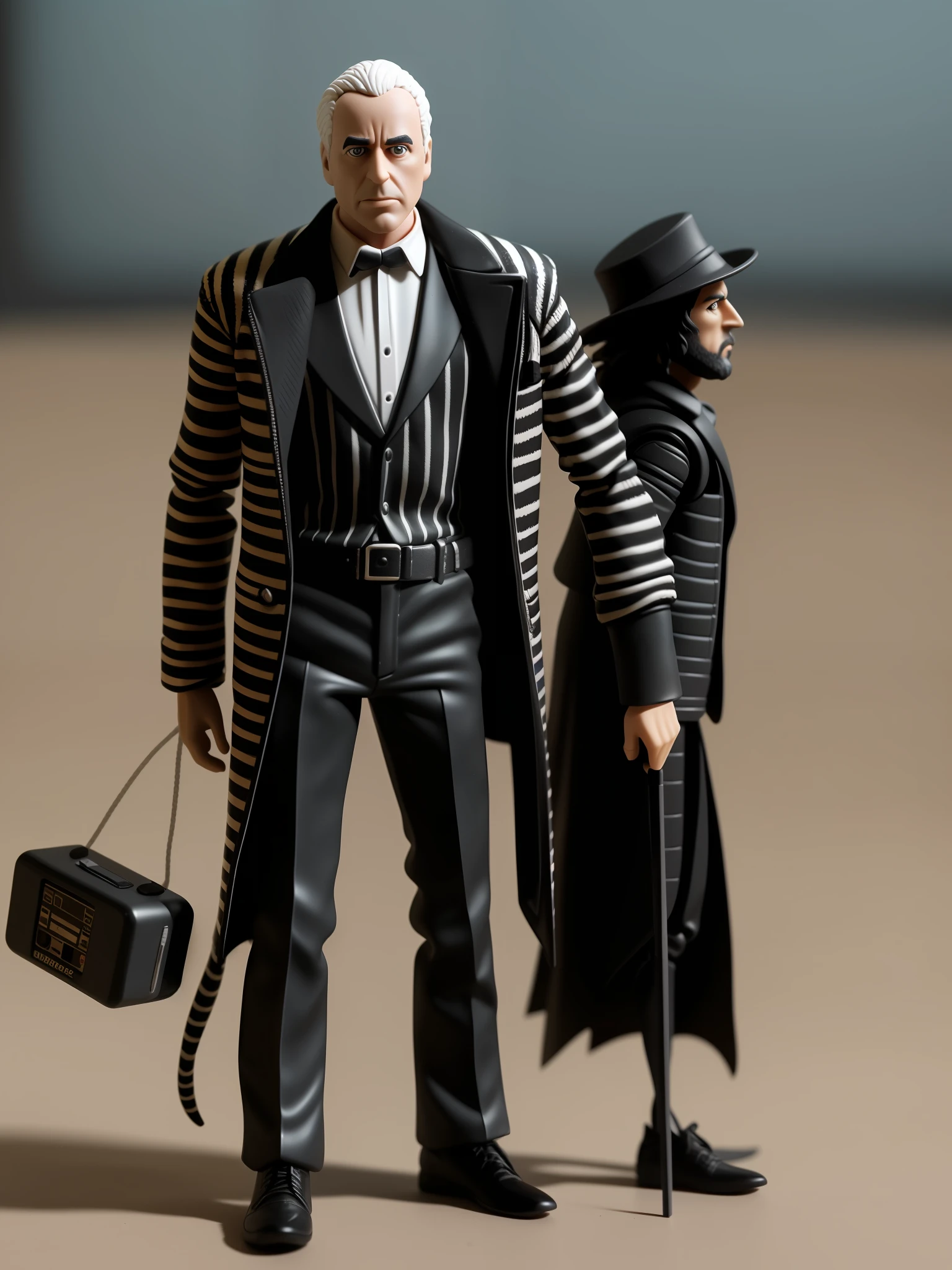 Beetlejuice (TV characters) Action Figure with accessories, Action Figure Box Design, Taken with Professional Camera, Hyper Realistic Photography, Depth of Field, 8K