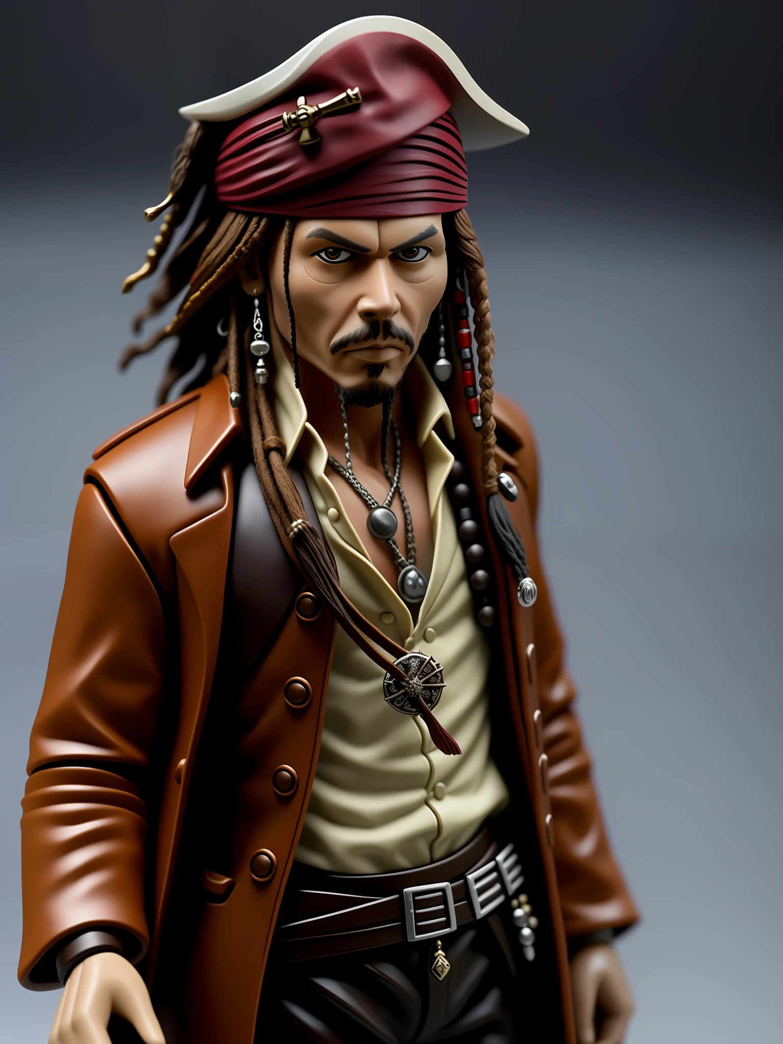Jack Sparrow Action Figure with accessories, Action Figure Box Design, Taken with Professional Camera, Hyper Realistic Photography, Depth of Field, 8K