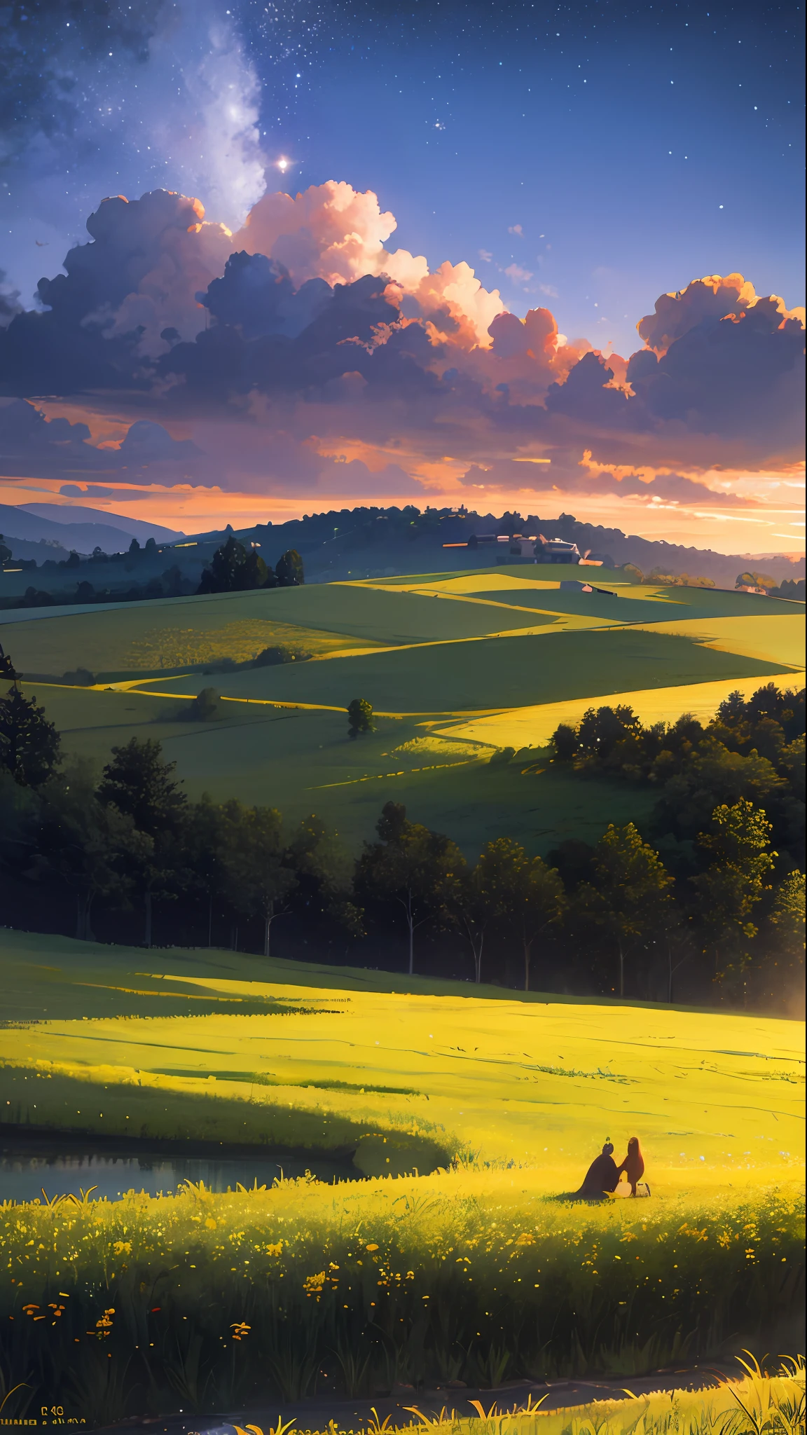 octane,Skysky,As estrelas(Skysky),scenecy,Rice,field,starrysky,the night,nigh sky,独奏,exteriors,,clouds,galactic,,The tree,Long hair,zona rural,siluette,Idyllic,rice