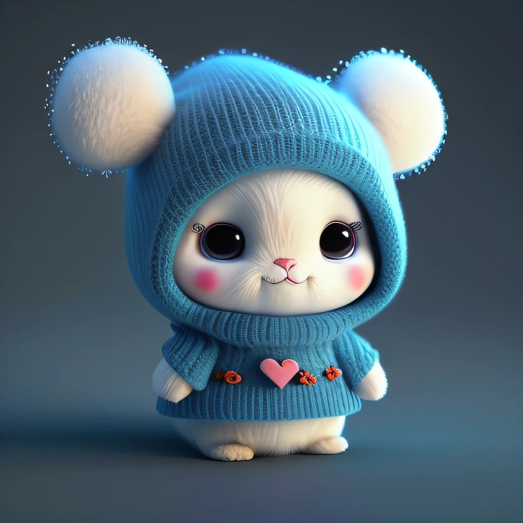 An autumn full of regrets,There is wind,There are fallen leaves,Super cute Pixar style white rabbit,Sparkling snow-white plush fluff,big bright eyes,furry tail,Wear a cyan sweater,Wearing a cyan hat,ssmile,delicated,Fairytale,Incredibly high detail,pixar-style,Bright colors,natural soft light,Simple background in solid color,5 and octane rendering,Artstation trends,opulent,ultra-wide-angle,8k,HD realistic,8K high-definition,Phone pictures,v 4 q 2 2