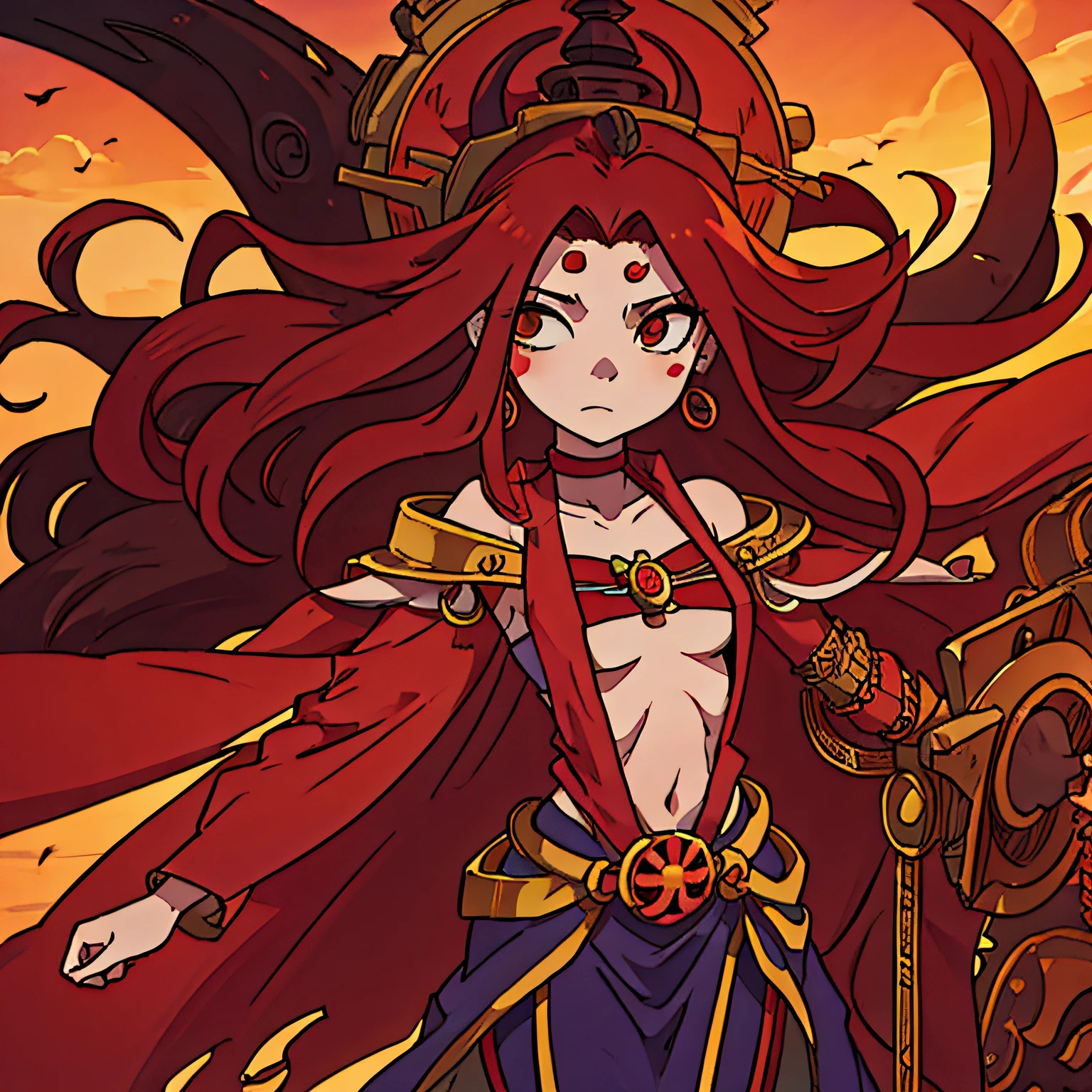 Anime Empress Medusa,There is desert,Crop topping,Slender figure,Femme and moving --auto