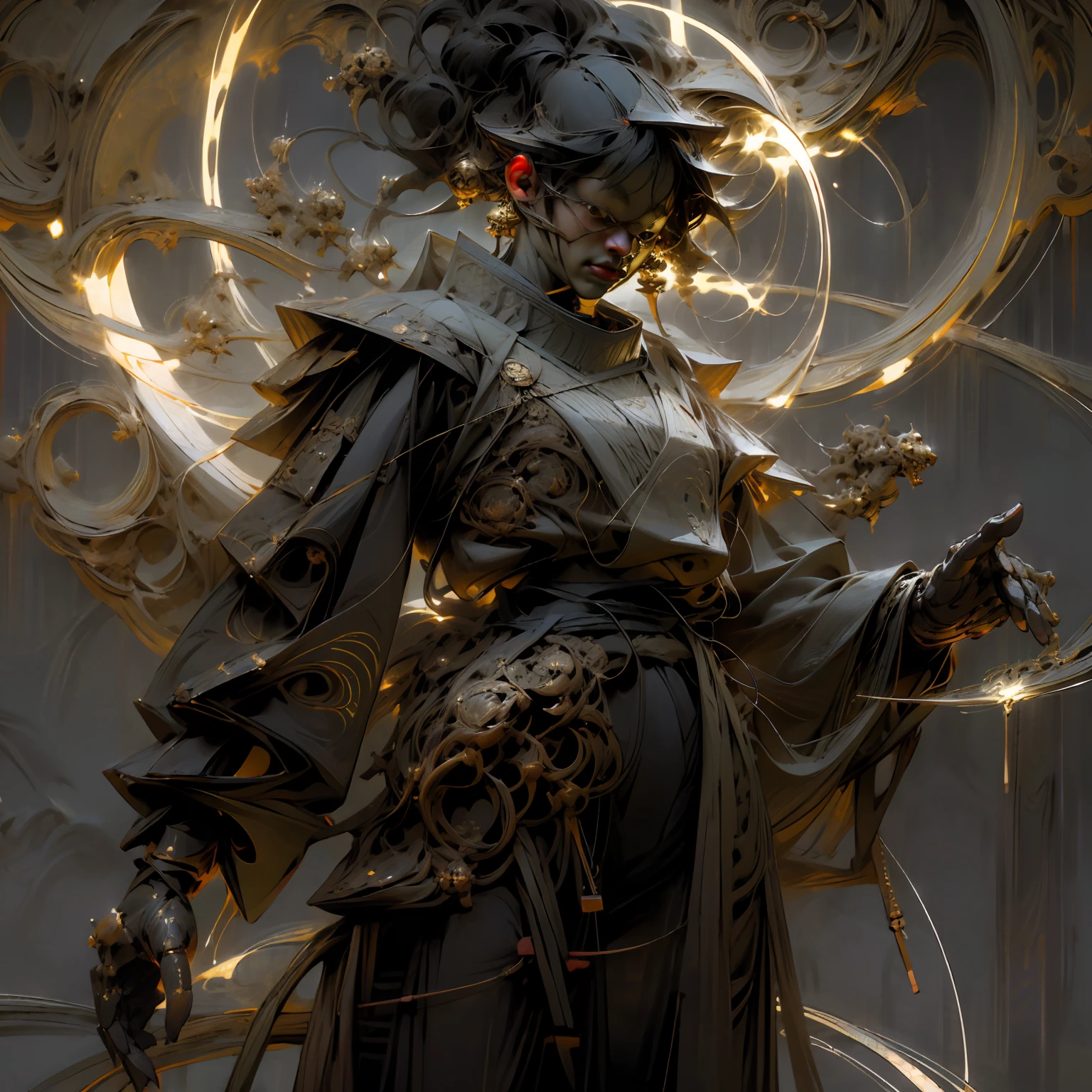 Silvertone,Purple and gold are the main colors,(Tall mech:1.6),Amber gradient,(Use the plasma sword:1.3),There is a dragon particle effect,(taichi,Chinese Yin and Yang Bagua Five Elements:1.2),China-style,Machine armour wind,mechanical sense,sense of strength,Sense of space,combats,cyber punk perssonage,Human body modification,The prominent structure is reasonable,Battle instant,high-quality face,4K,High quality,Masterpieces,(of a real:1.4),drak,chinesedragon,afterimage,rich colours,China-style,Don Dao,Exocet suit,Brocade Yiwei,obsidian,General flame,A small amount of water flow,Light,Highest quality,Chinese mythology,the Tang Dynasty,Li bai,There is very little hair,The background is ancient Chinese science fiction architecture,The body is well structured,Conforms to the anatomy,A small number of details are put together,Impossible clothes,huge tit,Ray traching,NVIDIA RTX,Hyper-Resolution,Unreal 5,Subsurface scattering、PBR Texture、post-proces、Anisotropy Filtering、depth of fields、maximum definition and sharpness、Many-Layer Textures、Albedo e mapas Speculares、Surface coloring、Accurate simulation of light-material interactions、perfectly proportions、rendering by octane、Two-colored light、largeaperture、Low ISO、White balance、the rule of thirds、8K raw data、(chinesedragon,Dragon:1.2)(Heavy armor:1.4),purpleish color,blue colors