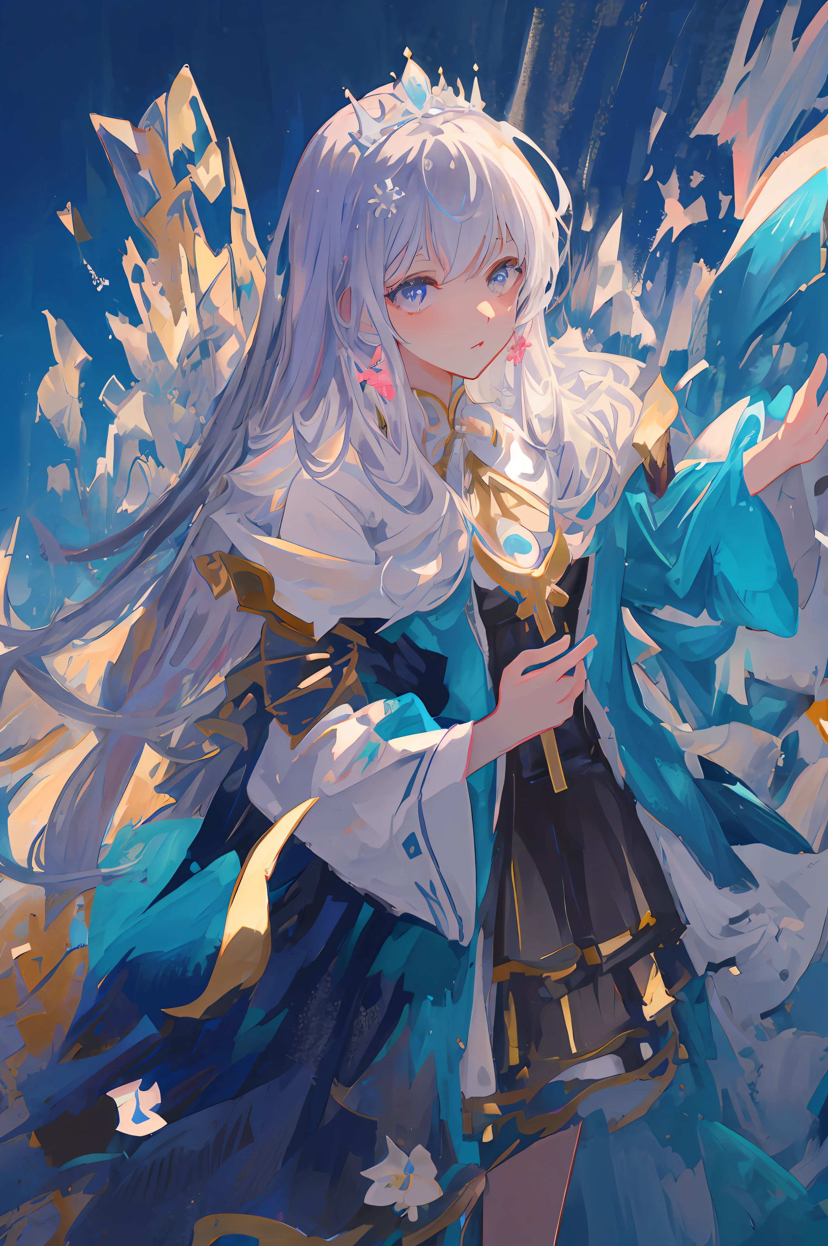 Anime girl with long pink hair and sword in the ocean, Portrait Chevaliers du Zodiaque Fille, Anime art wallpaper 4 K, Anime art wallpaper 4k, Anime fantasy artwork, Best anime 4k konachan wallpaper, Anime art wallpaper 8 K, Kushatt Krenz Key Art Women, Detailed key anime art, 2. 5 D CGI anime fantasy artwork(Snowflake tiara:1.14)
