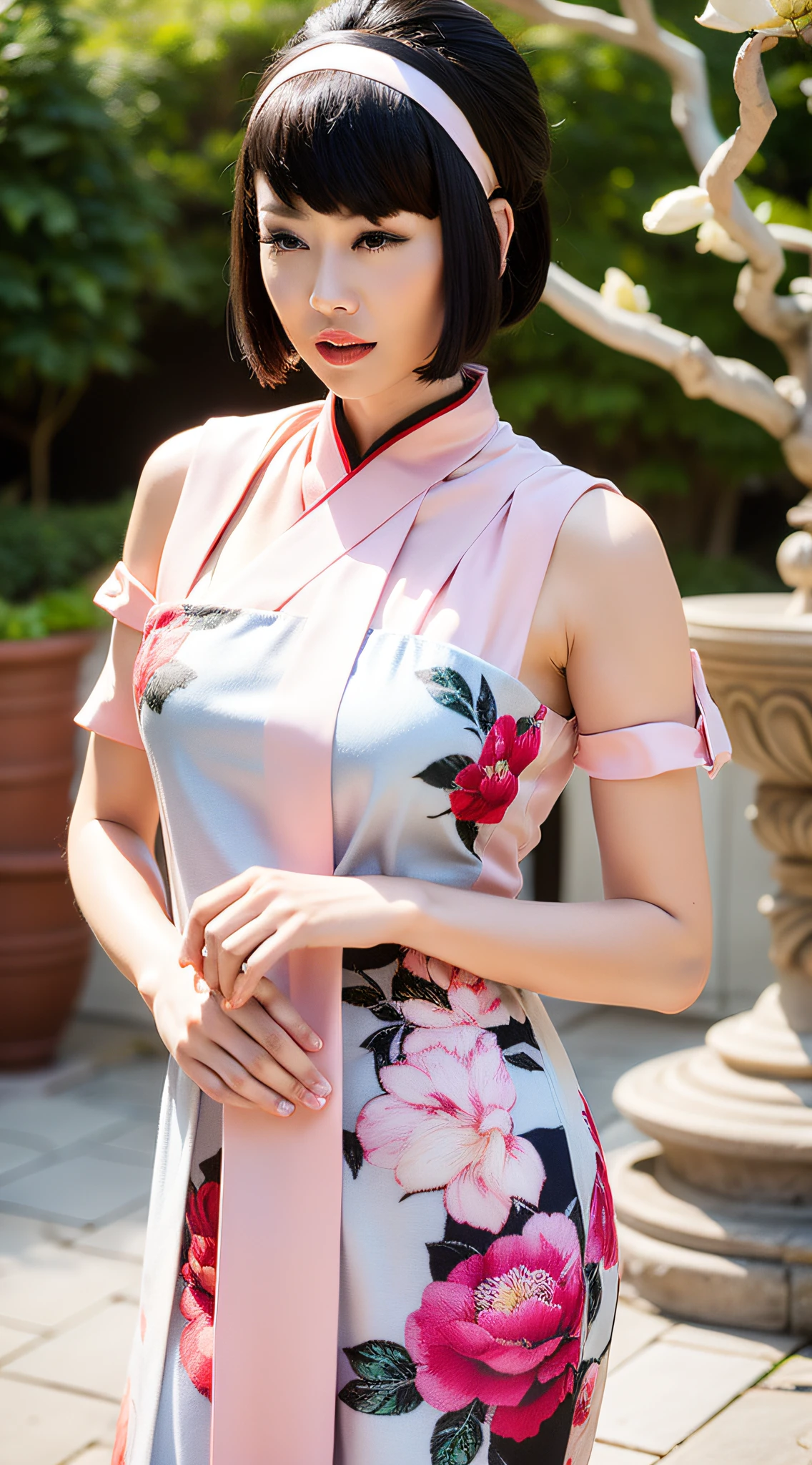 (Hyper Real), (illustratio), (A high resolution), (8K), (The is very detailed), (Most Best Illustration), (美丽细致的眼睛), (best qualtiy), (ultra - detailed), (tmasterpiece), (the wallpaper), (详细的脸), Sagging eyes, perspired, up of the upper body, Armpits, short detailed hair, inner colored,There was a woman dressed in green holding a white umbrella, Traditional Chinese white umbrella,Outdoor snow view, A girl in Hanfu, Hanfu, ChineseGirl, Chinese woman, China-style, White Hanfu,red shawl, nevando, Peach blossom tree in the distance,Full of peach blossoms,There is a lot of snow on the branches,Several peach blossom villages stand out above the close-up,There are many peach petals floating in the air,Heavy snow with goose feathers,2 colorful butterflies flying, Traditional Chinese clothing, Cover photo of Du's portrait of Juan,Portrait photo,China Princess,Wearing green Hanfu,Inspired by Tang Yifen,black haired goddess,Beautiful brunette girl,Oriental Maiden,Works of masters,Best image quality,Higher quality,high detal,超A high resolution,8K分辨率,depth of fields,Cinema lenses,photography of,intricately details,Elaborately crafted,Showing meticulous,magnifica,Biggest detail,Extremely beautiful,(((1girll,Solo))),18yr old,long whitr hair,brunette color hair,white skinned,realisticlying,Works of masters,(Best image quality),Higher quality,high detal,超A high resolution,in a panoramic view,Exquisite facial features,s the perfect face,Glowing skin,Dreamy background,femele,Kizi,angelicales,mini girls,goddes,poets,is shy,surprise,Hair over the shoulder,brunette color hair,,sharp and clear focus,three-dimensional silhouette,The right proportions,Realistic portraits,closeup of face,A beautiful girl with an extremely temperamental temperament,slim toned body,Exquisite facial features,long and flowing hair,Black color hair,Extremely detailed depiction of hair,(鎖骨),s the perfect face,Clean and flawless face,Long eyelashes,Pale pink eyeshadow,Shallow dimples,Be red in the face,watery big eyes crystal clear,Delicate, Creamy glowing skin,Detailed skin details,CFG scale: 8, Hires upscale: 1.5, Hanfu 2.5D-4(0.3)、Asian Face Woman -1(0.15),Overclocked rendering -- V6