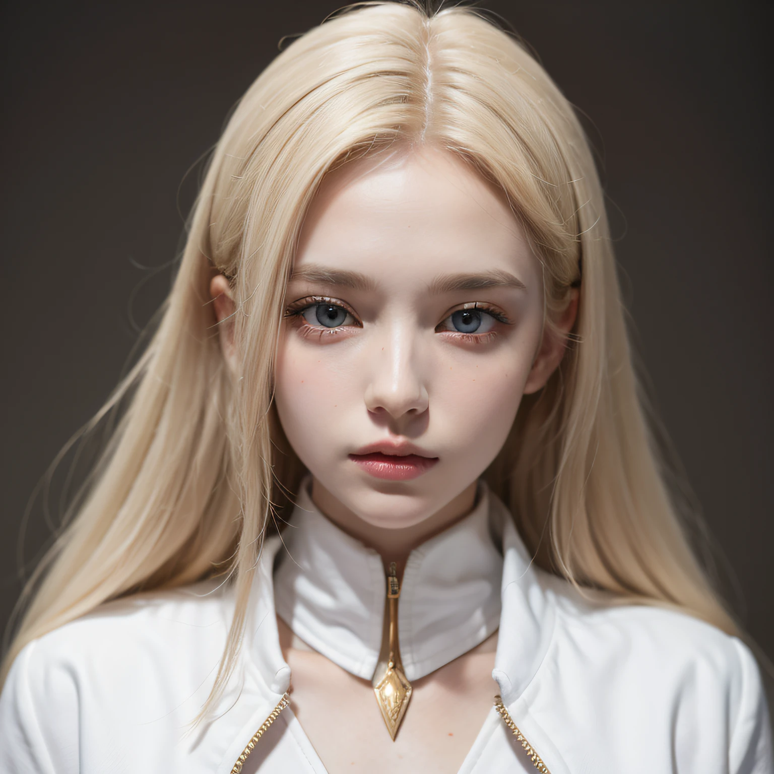 Manteau blanc,white skinned,whaite hair,Golden pupils,Face,full bodyesbian,Need,tmasterpiece