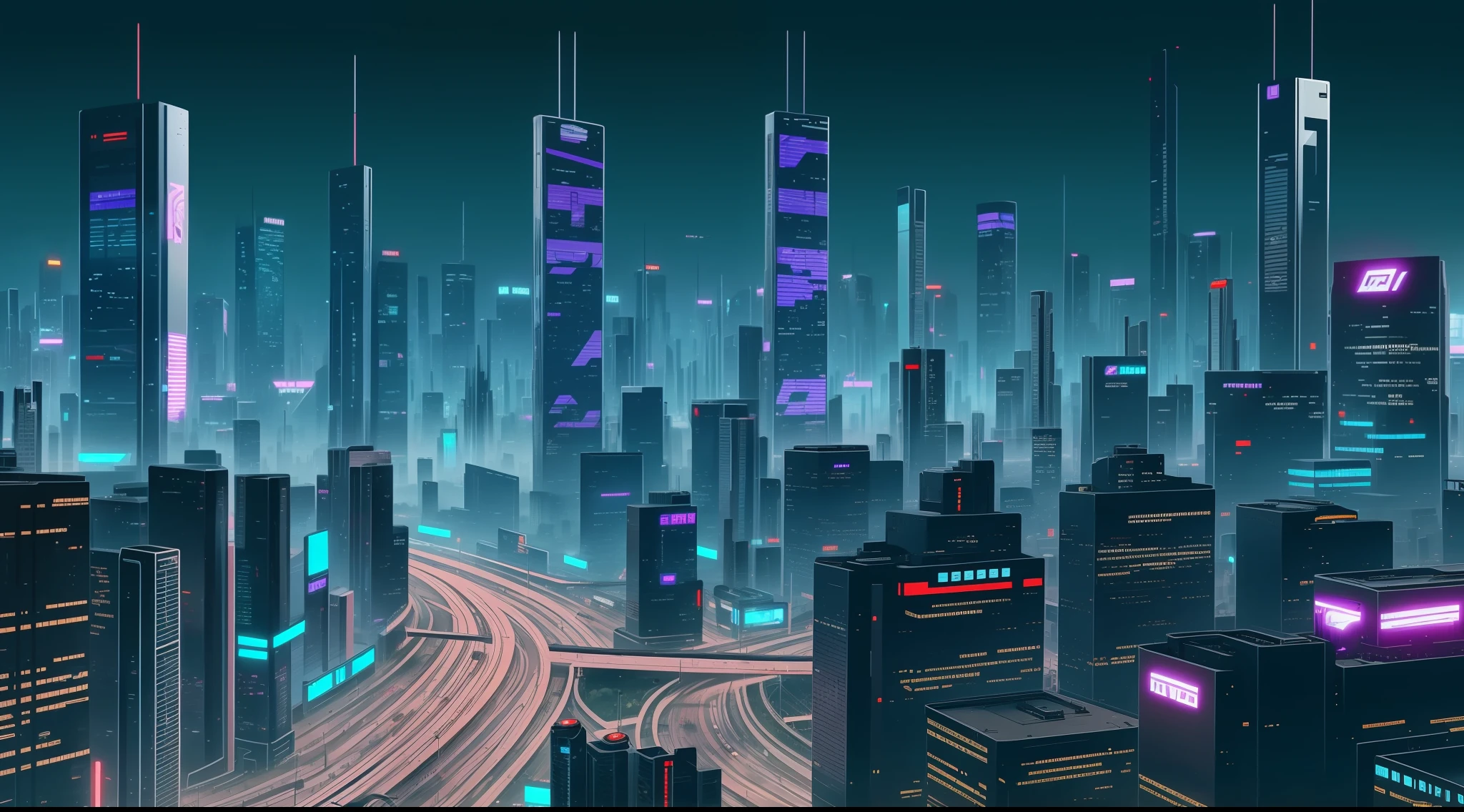 Cyberpunk-city,Bustling,unmanned,large scene --auto