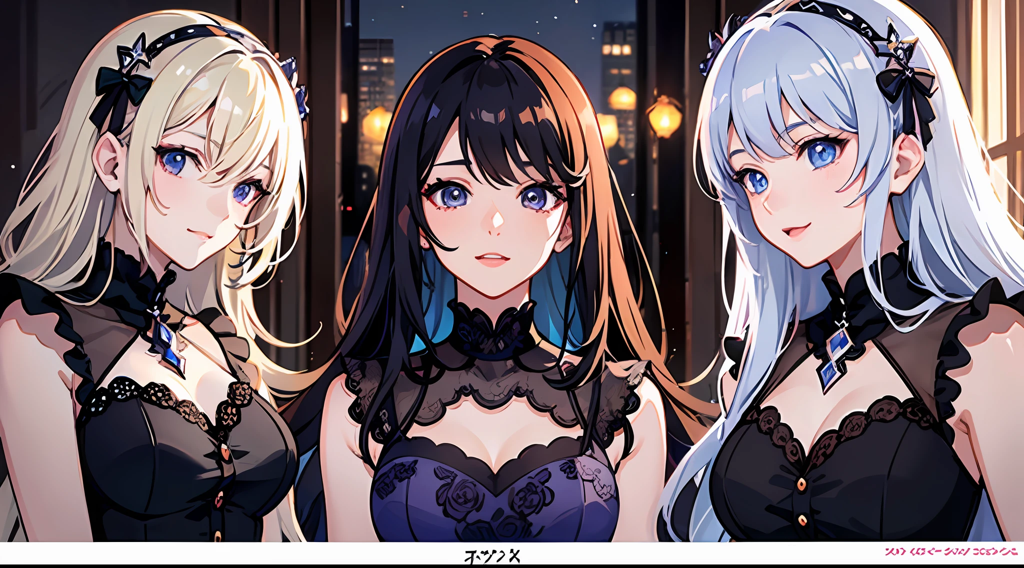 5girls,In the room in pajamas,Mature woman,Royal sister,ssmile,Ultra-detailed CG,Exquisite facial features,Clear facial expressions,Detailed digital anime art,Digital anime art,High quality anime art style
