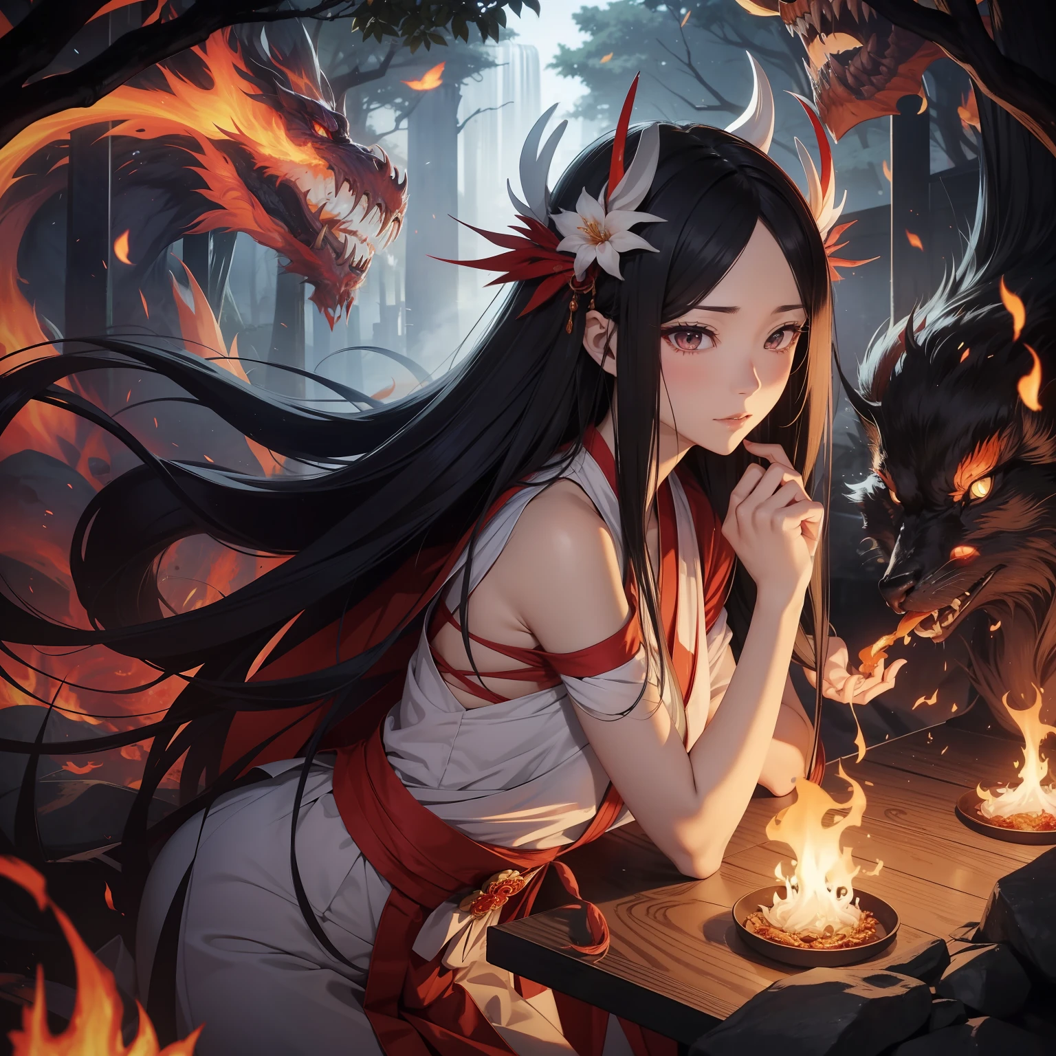 Izanami died because he gave birth to Kagutsuchi, the god of fire.、Land of the Underworld（Ne no Kuni、Land of the Dead）I'm leaving。Izanaki, who loves Izanami, kills Kagutsuchi.、Follow Izanami to the Land of Yellow Springs、May you come back to this world once again、I beg Izanami。
In contrast、Izanami replied:。
「I have already eaten the food of the Land of the Underworld.、There's no going back.。But、I will consult with the god of the land of the underworld for you dear、Wait a while。In the meantime, I want you to never peek at me.」。