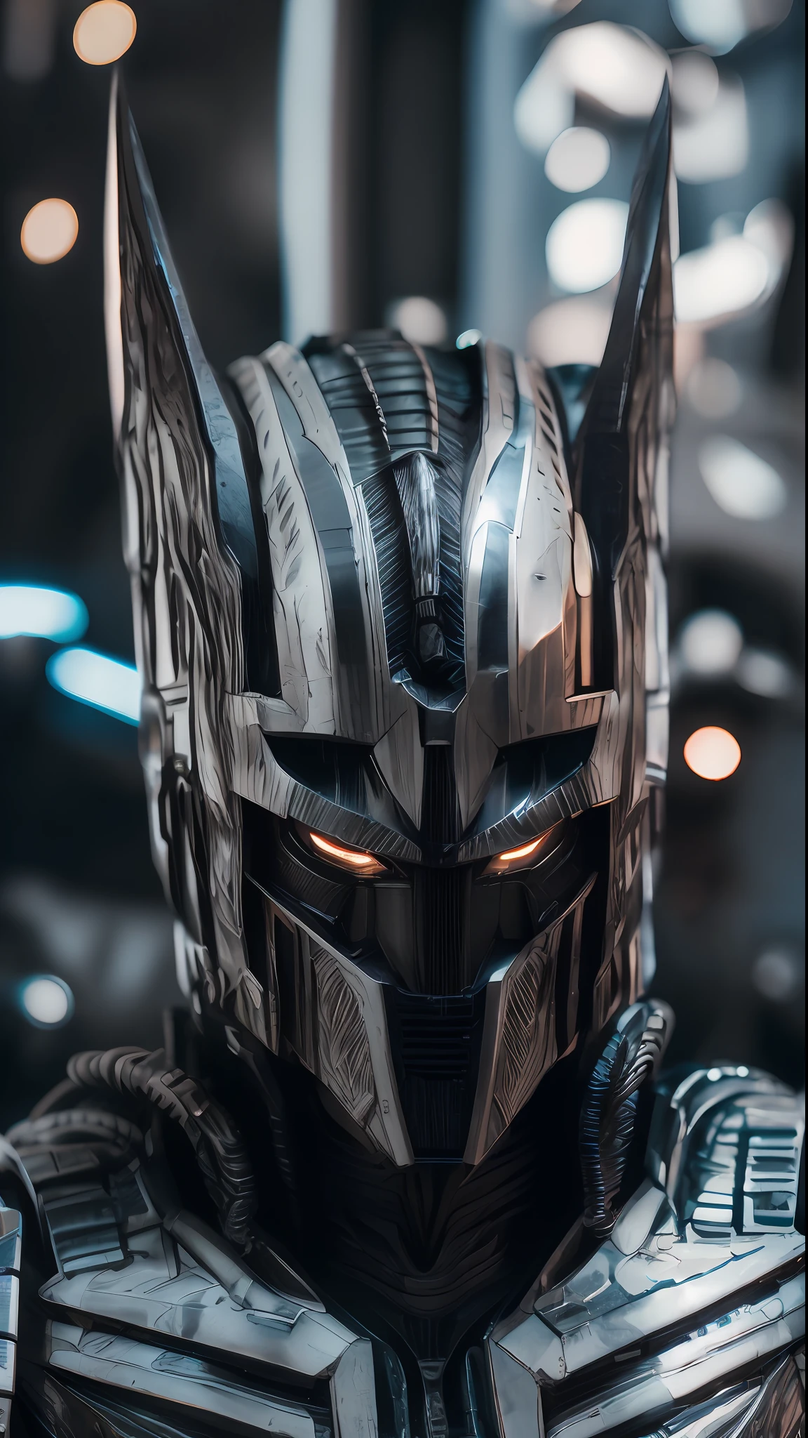 . Transformers, in the style of batman and hr giger, photo realistic, ultra details, natural light, light background, photo, Studio lighting cinematic shot + dynamic composition, incredibly detailed, sharpen, details + intricate detail + professional lighting, film lighting + 35mm + anamorphic + lightroom + cinematography + bokeh + lens flare + film grain