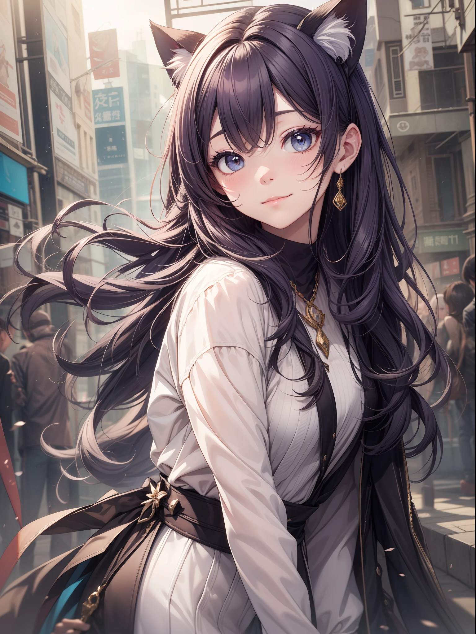 absurderes、ultra-detailliert、​masterpiece、top-quality、BREAK、Official art、（Beautifully Aesthetic：１.２）、（watercolor paiting：Curly）、BREAK、Devilish Pretty Girl 1.2、a beauty girl、（kawaii：⒈３）、、BREAK、Random colorful hair、Splash、（Hair mixed with random colors：１.２）、(フラクタルアート1.３)、BREAK、Cat's ears、A sexy、（Cat gloves、Fluffy hands）、BREAK、Like a cat's paw、Short socks、humanoide、BREAK、Idol costumes、BREAK、Variegated eyes、BREAK、From Side、Look at viewers、BREAK、((concert:1.4))、BREAK、live、BREAK、Shyness、tension、red blush、Happy smiling face、BREAK、Professional stage、BREAK、profetional lighting、BREAK、