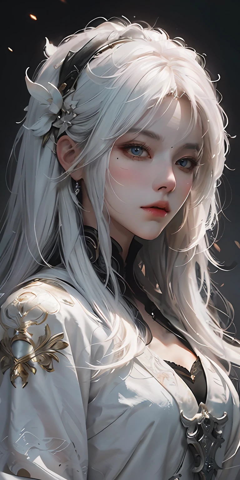 a close up of a woman with white hair and a white mask, beautiful character painting, guweiz, artwork in the style of guweiz, white haired deity, by Yang J, epic exquisite character art, stunning character art, by Fan Qi, by Wuzhun Shifan, guweiz on pixiv artstation