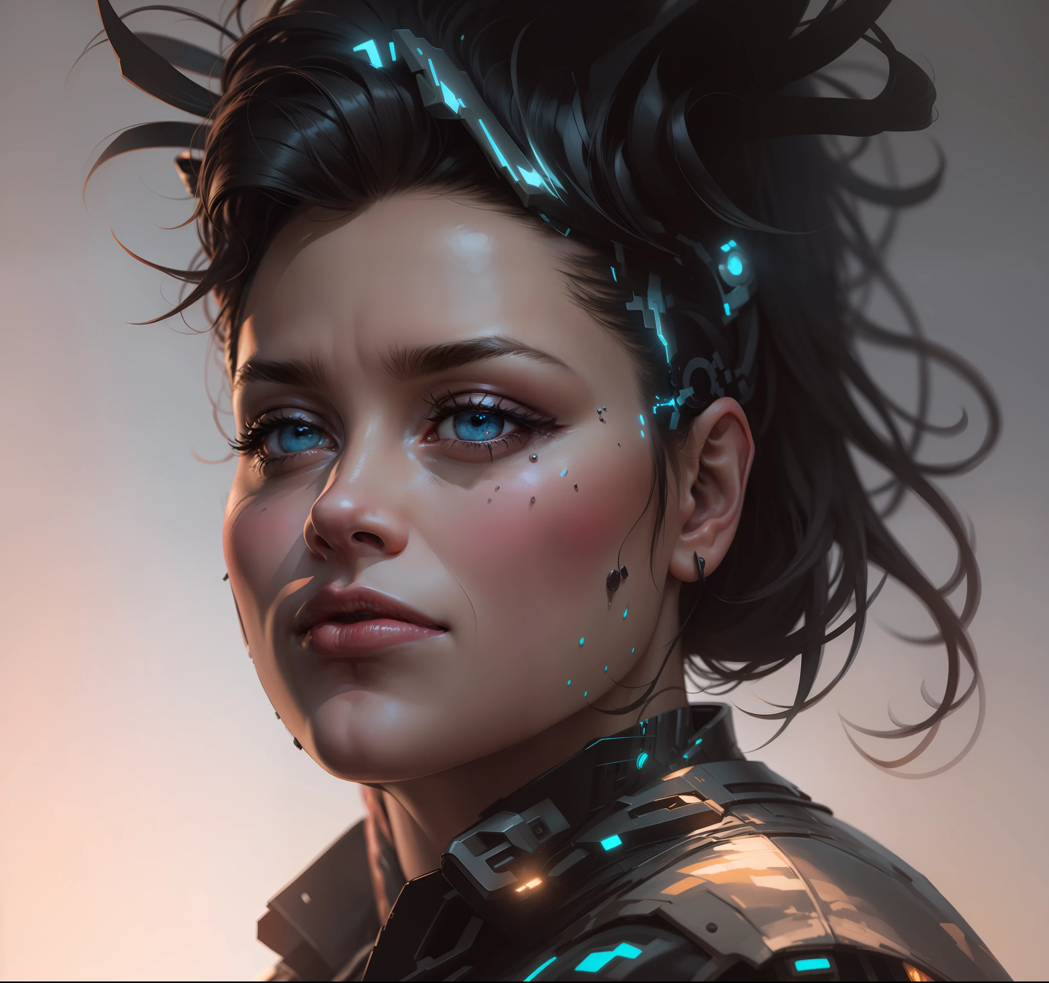 Change background Cyberpunk realistic face