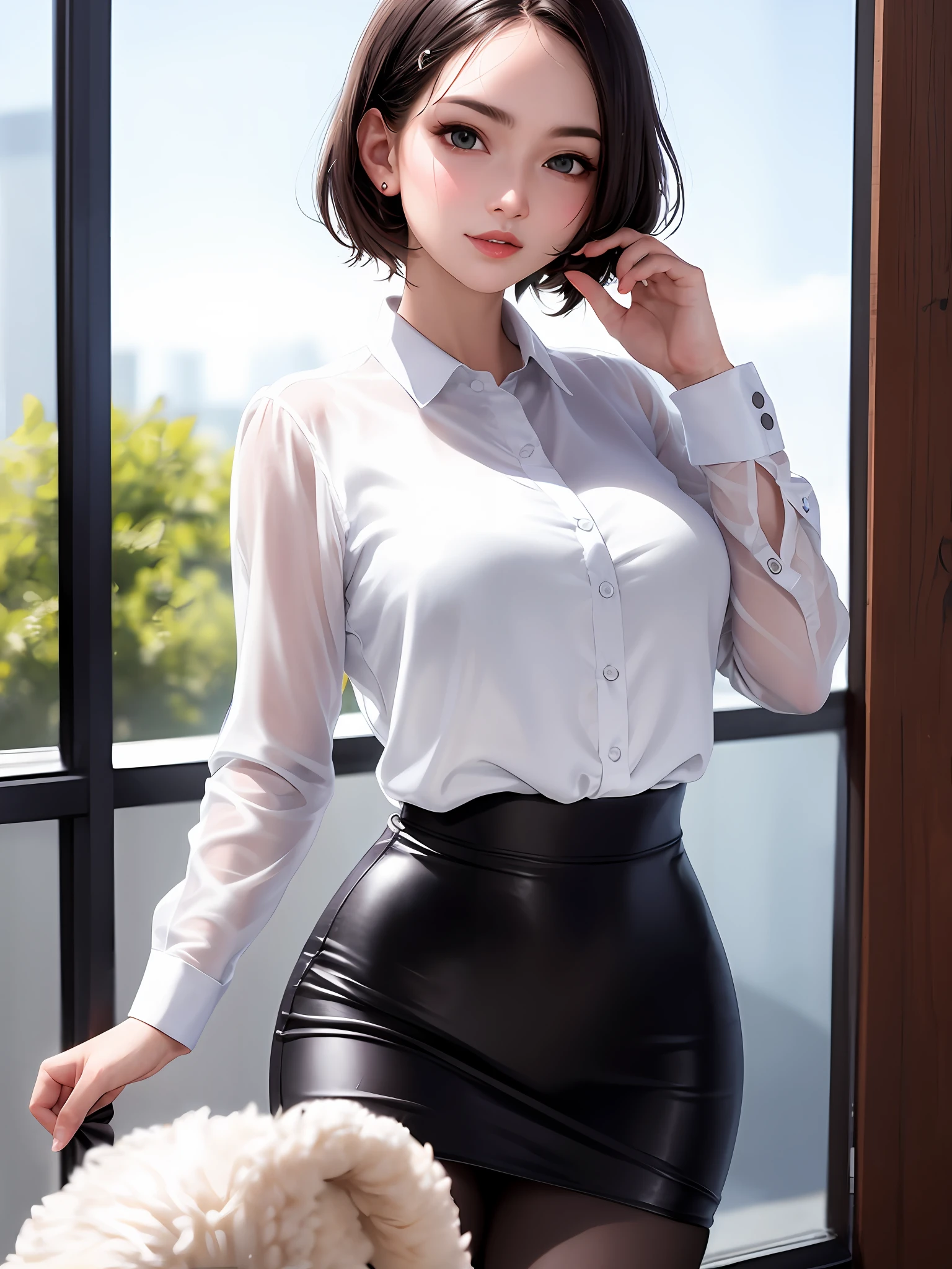 White silk blouse