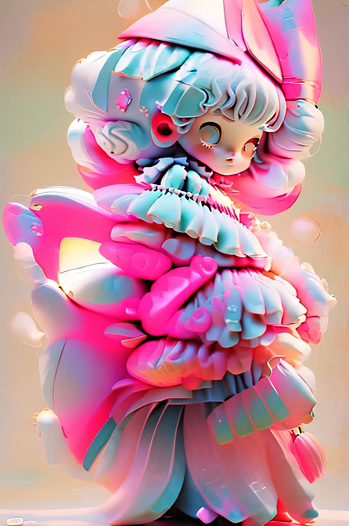 baby cats,personification,pink short hair,White pink Lolita dress,Mary Jane shoes,Bone hairpins