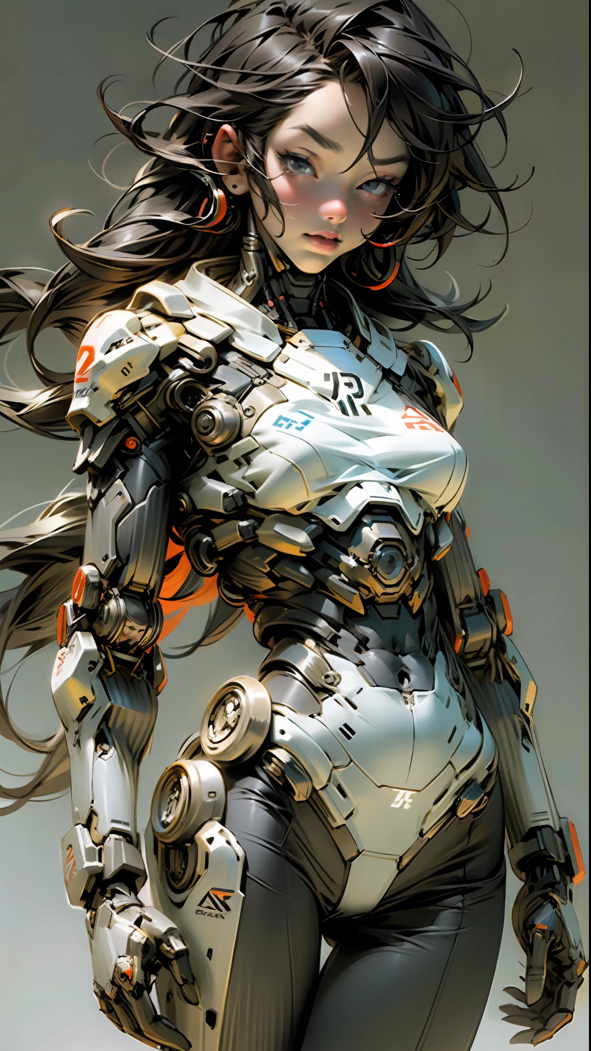 Beautiful cybernetic girl looking at camera in underwear detailed muscles realistic masterpieces dynamic poses