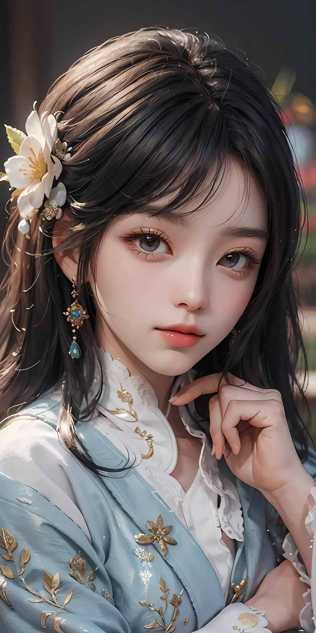 there is a woman in a purple dress posing for a picture, ((wearing aristocrat robe)), inspired by Sim Sa-jeong, cute elegant pose, kawaii realistic portrait, soft portrait, 8k)), portrait c 12.0, portrait c 1 2. 0, inspired by Ma Yuanyu, sakimichan, in pastel colors