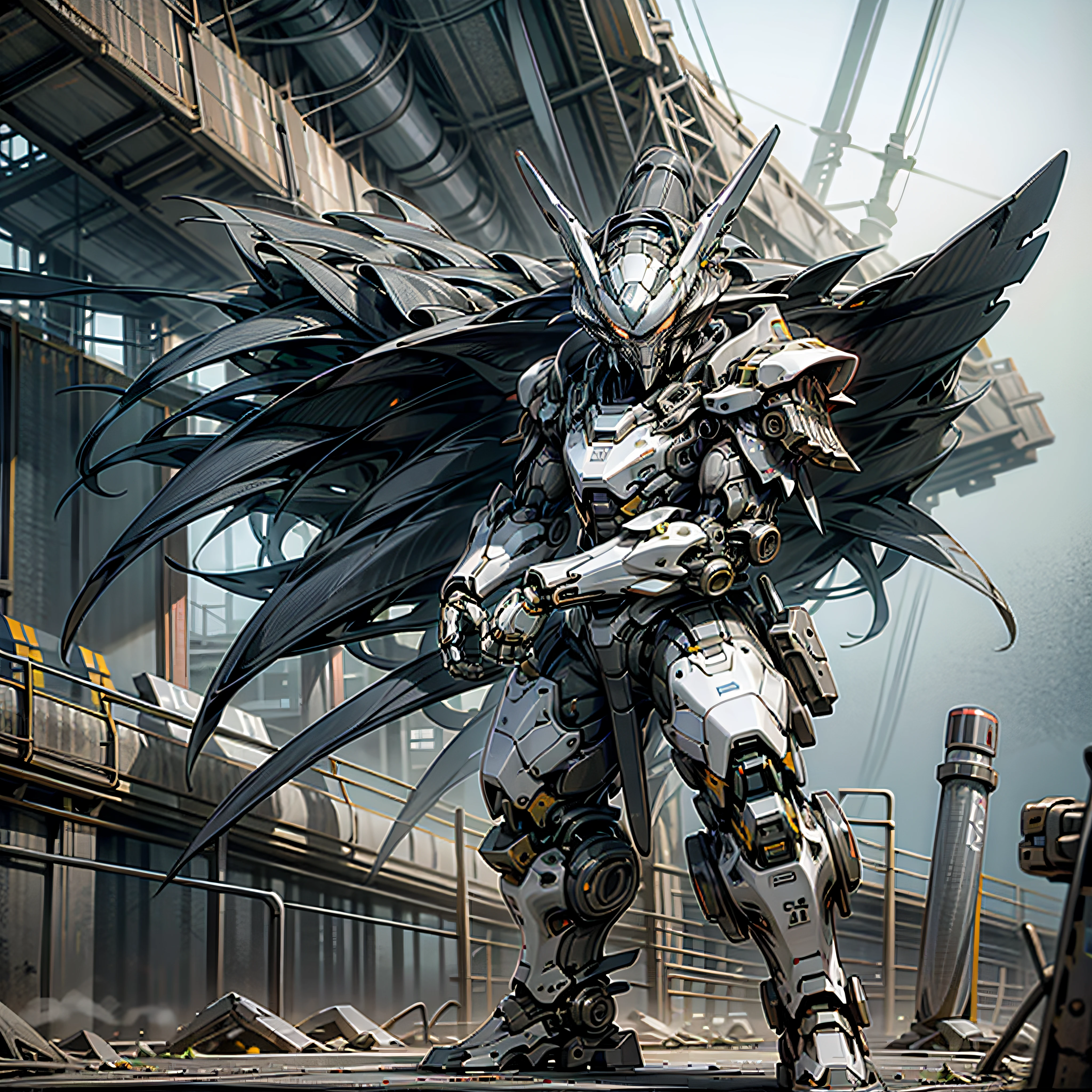 Dark_Fantasy,Cyberpunk,1manMechanical marvel,Robotic presence,Cybernetic guardian, samurai mechanical armour, katana on the waist, absolutely stunning art,wearing a black cloak, highest quality art, highest resolution, hyper detailed,black and red, futuristic, samurai robot, atmospheric,8k,64k, HD, unparalleled masterpiece, dynamic lighting, cinematic, epic