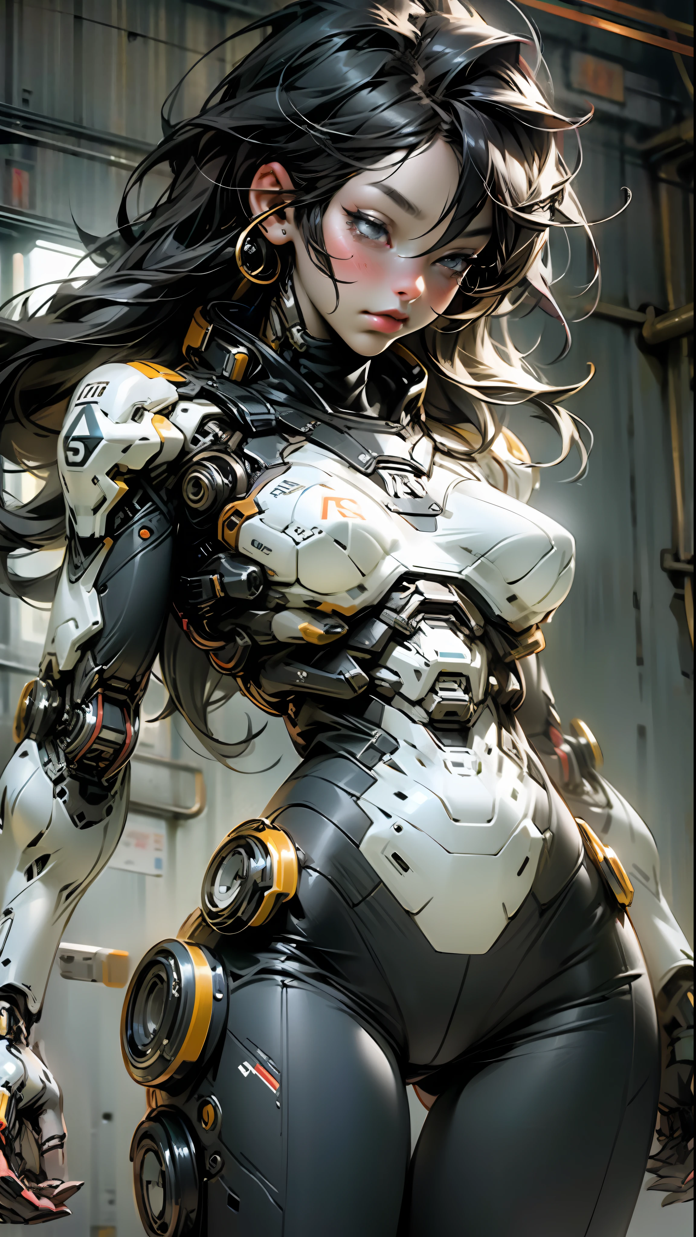 Beautiful cybernetic girl looking at camera in underwear detailed muscles realistic masterpieces dynamic poses
