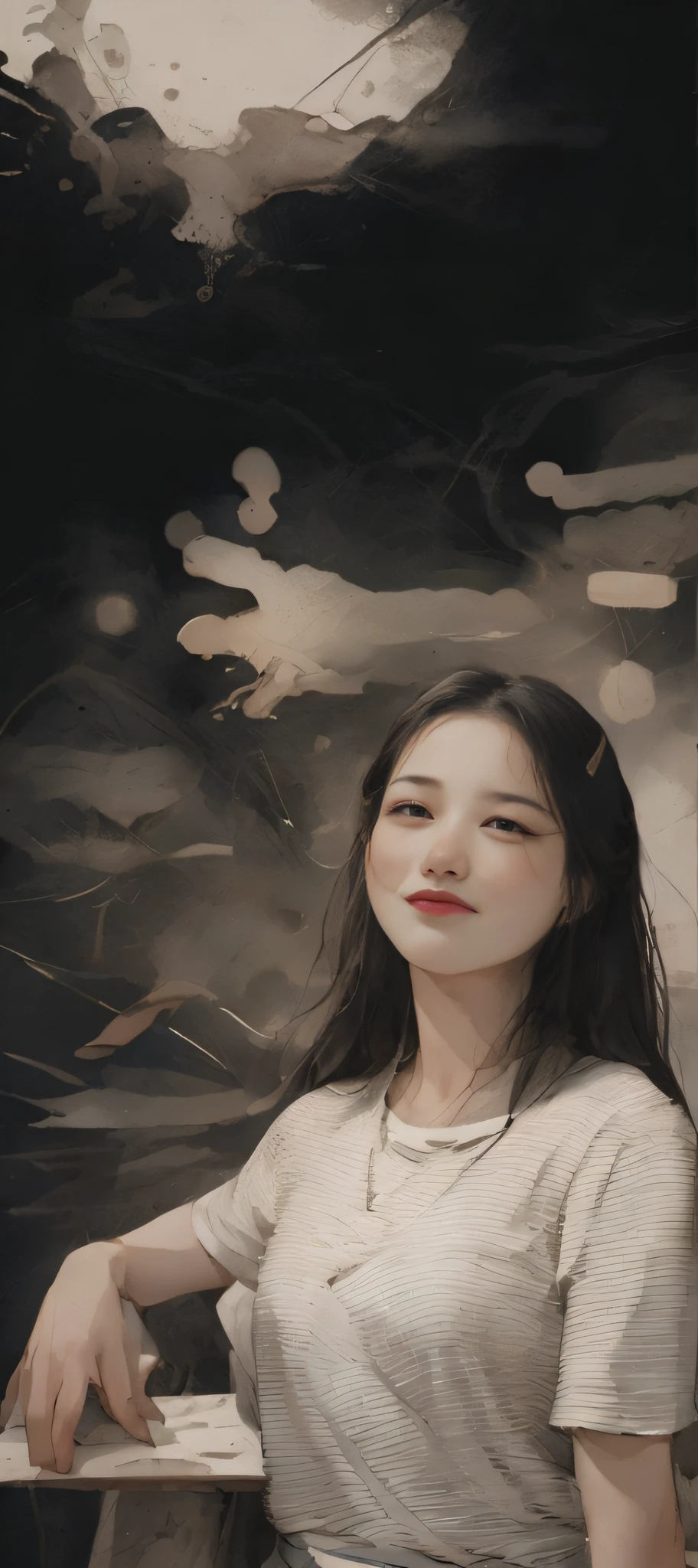 Official Art, Unified 8k Wallpapers, ((Hyperrealism) (Surrealism)), (3D), Ultra Detailed, Beautiful and Aesthetic, Masterpiece, Best Quality, (Zentangle, Tangle, Entangle), (Fractal Art: 0.5), (Full Body Character Design, Full Body: 0.3), 2girl, Detailed Eyes, (Delicate Skin, Diffused Skin Pores) (Long White Hair), No Shoulder Straps, Girl in Mecha Network Armor, Beautiful White Girl Cyborg, Weapon in hand, Chinese style, wide vision, black and white, martial arts, Chinese cyberpunk architecture, movie lighting, full body character design, full body: 0.3), China, (dream: 1), (silk: 1), sky with Chinese dragon, Chinese phoenix, (smile: 1.5), (Chinese deity),